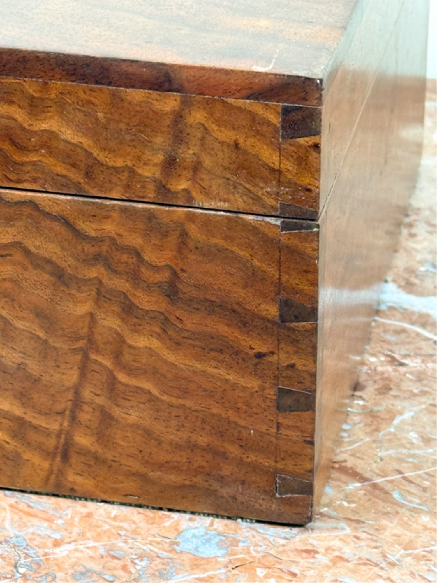 (19thc) FIGURED WALNUT DOCUMENT BOX - 6