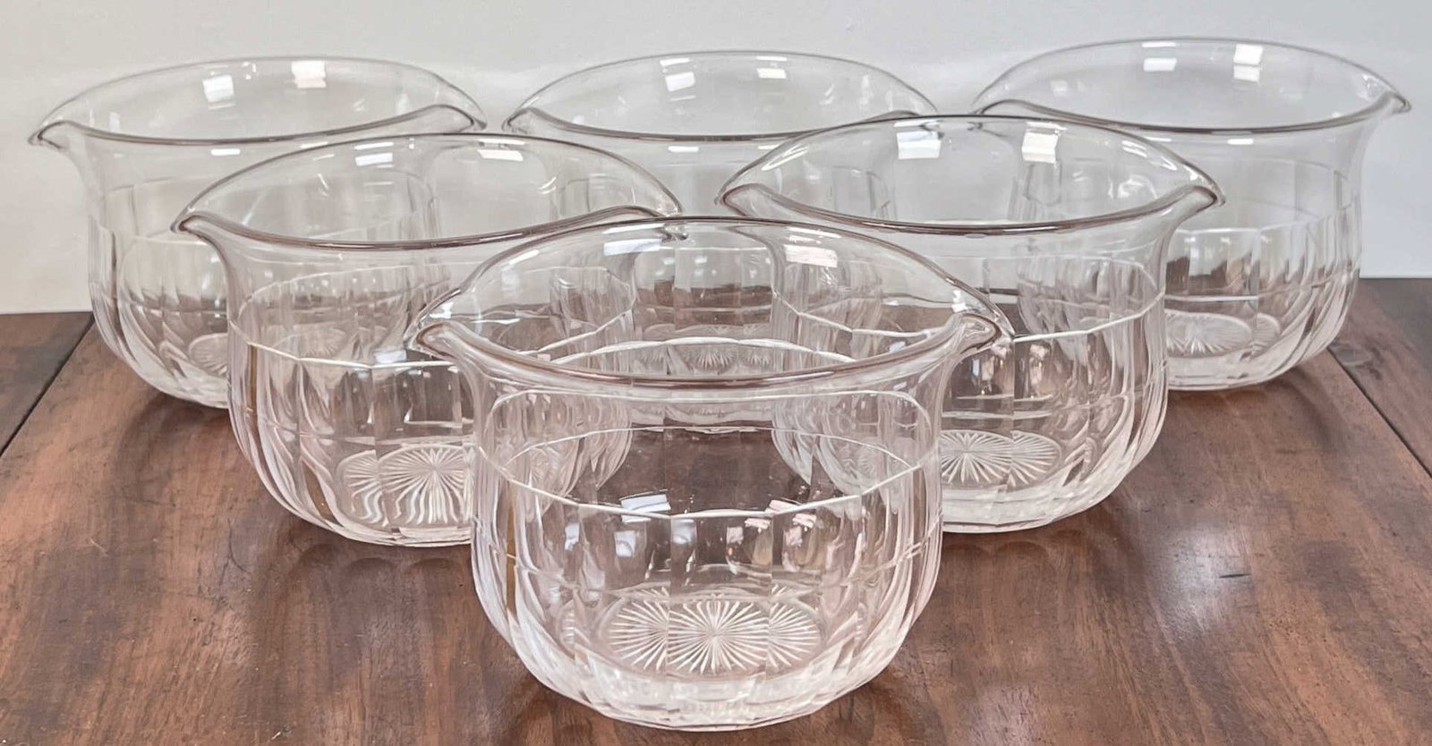 SET OF (6) (19th c) CUT GLASS WINE RINSERS: 4" tall