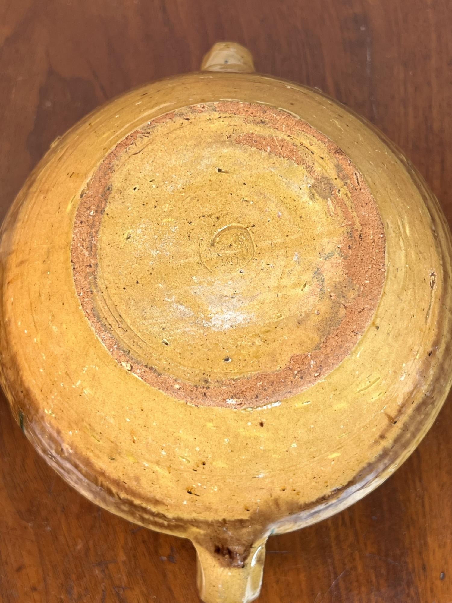 (2) (19th c) GLAZED EARTHENWARE HANDLED POTS - 10