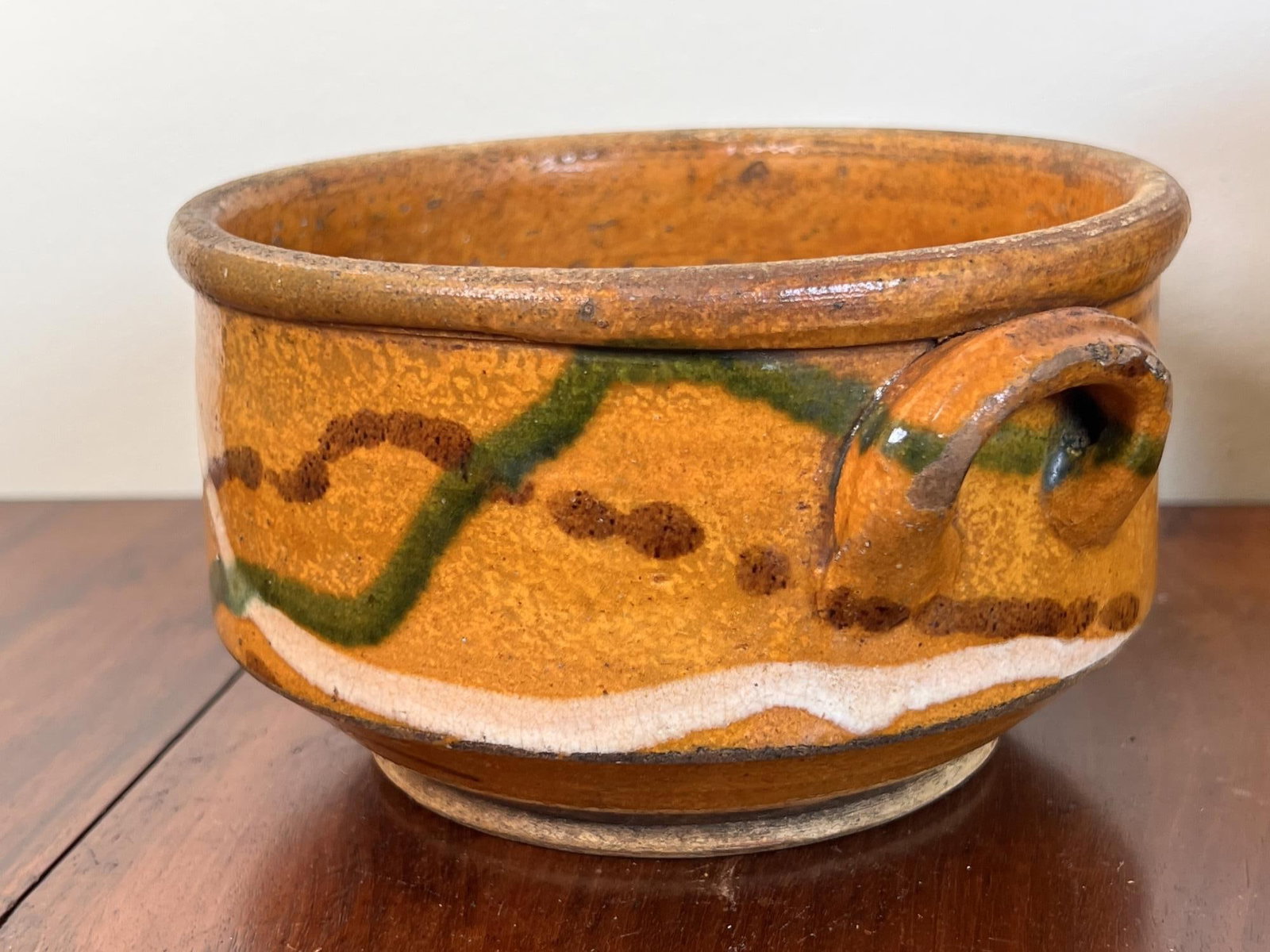 (2) (19th c) GLAZED EARTHENWARE HANDLED POTS - 4