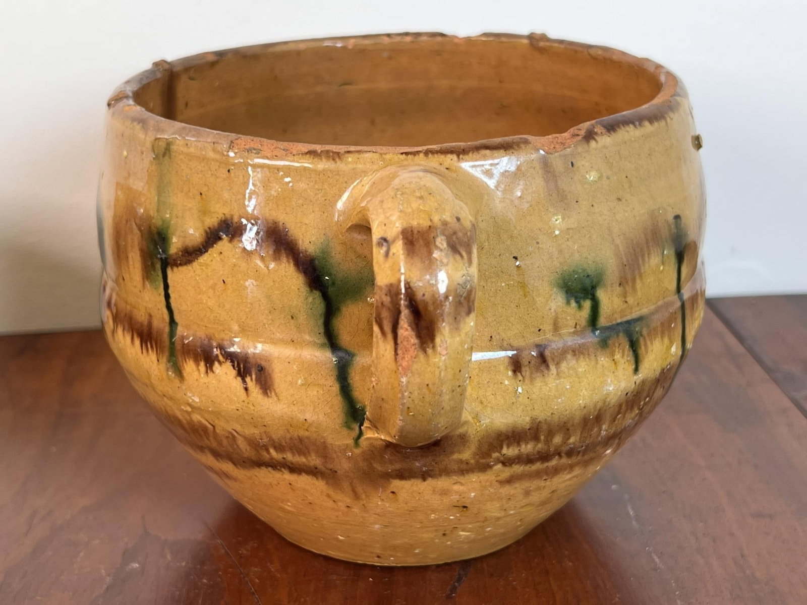 (2) (19th c) GLAZED EARTHENWARE HANDLED POTS - 5