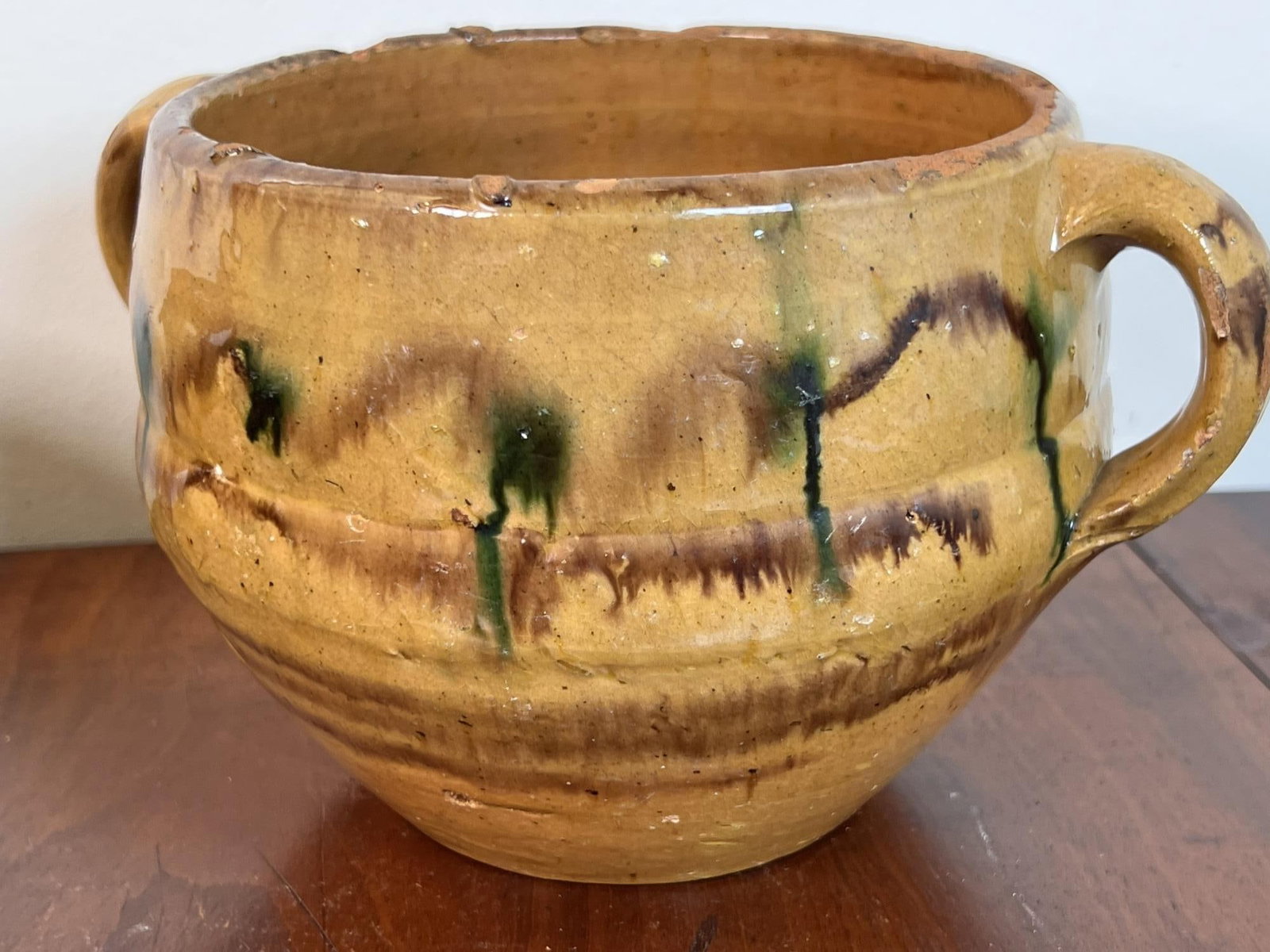 (2) (19th c) GLAZED EARTHENWARE HANDLED POTS - 6