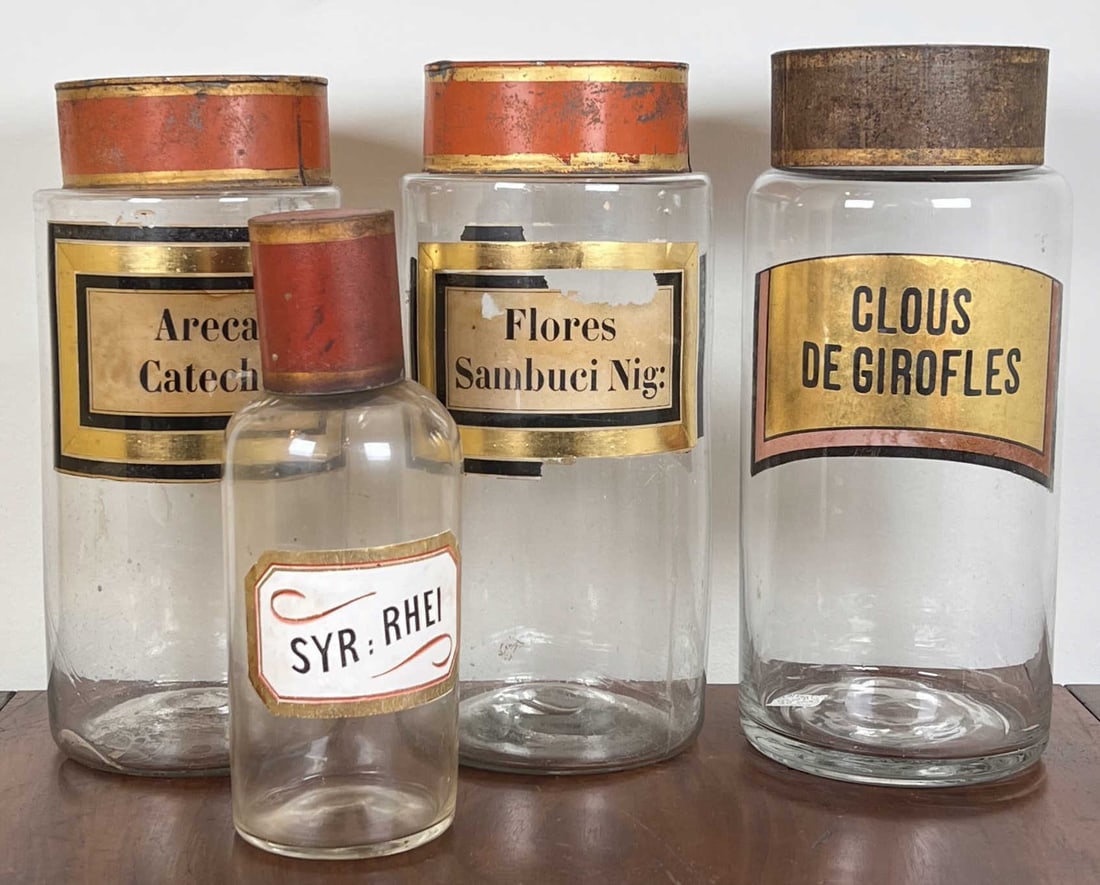 (4) (19th c) FRENCH APOTHECARY JARS (1 of 15)