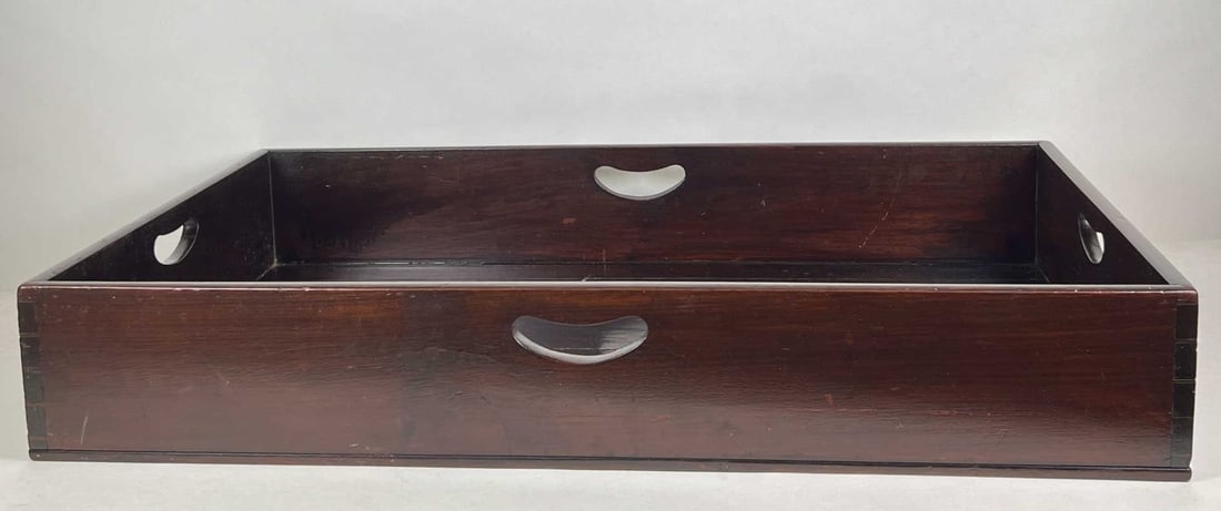 (19th c) DOVTAILED MAHOGANY BUTLERS TRAY (1 of 12)
