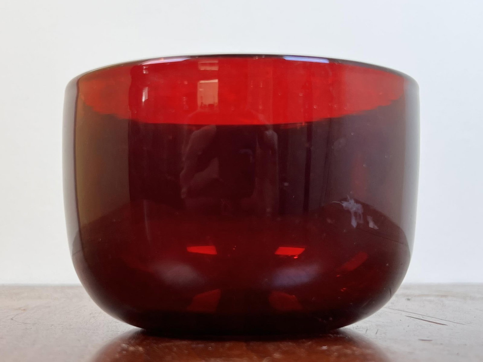 RARE (19th c) RUBY RED GLASS WINE RINSER: 3 1/8" tall