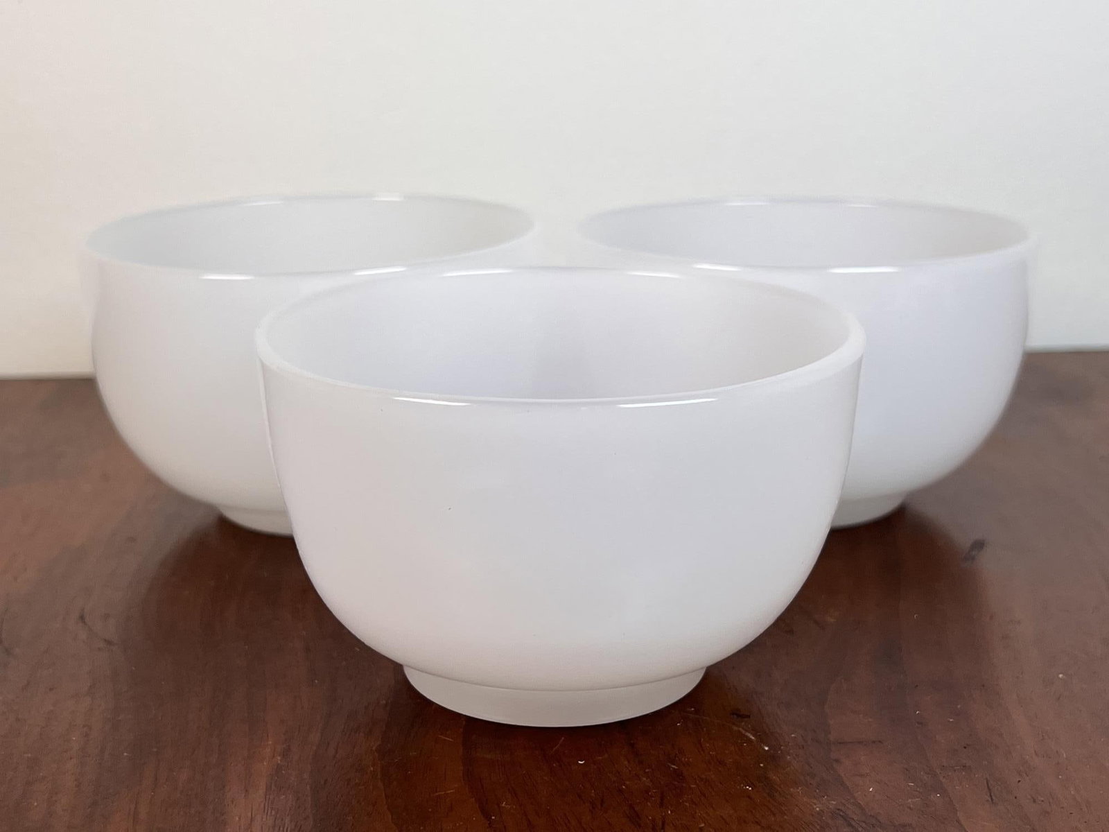 SET OF (3) (19th c) OPALINE WINE RINSERS: 2 7/8" tall