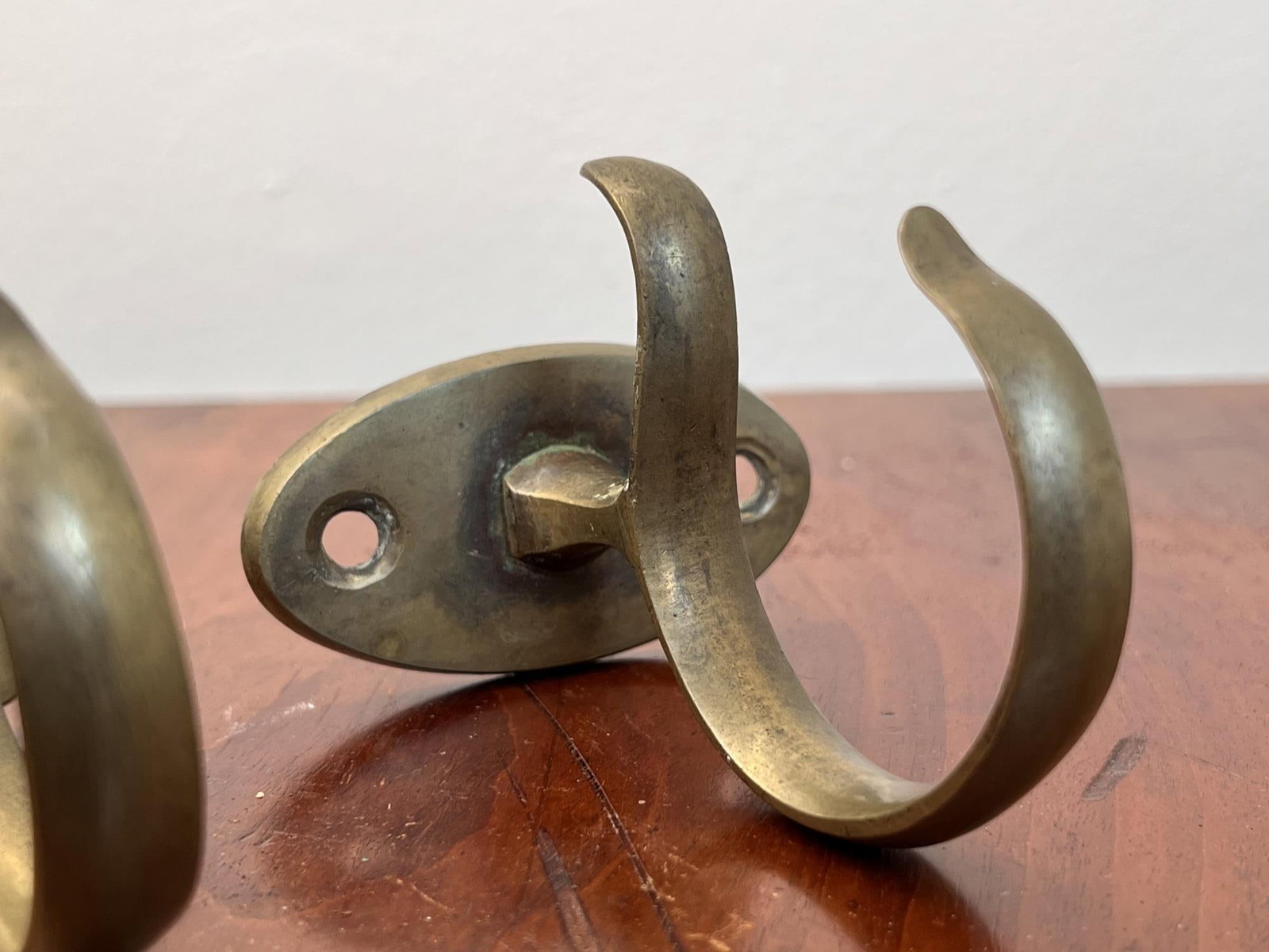 (3) EARLY BRASS JAMB HOOKS - 2