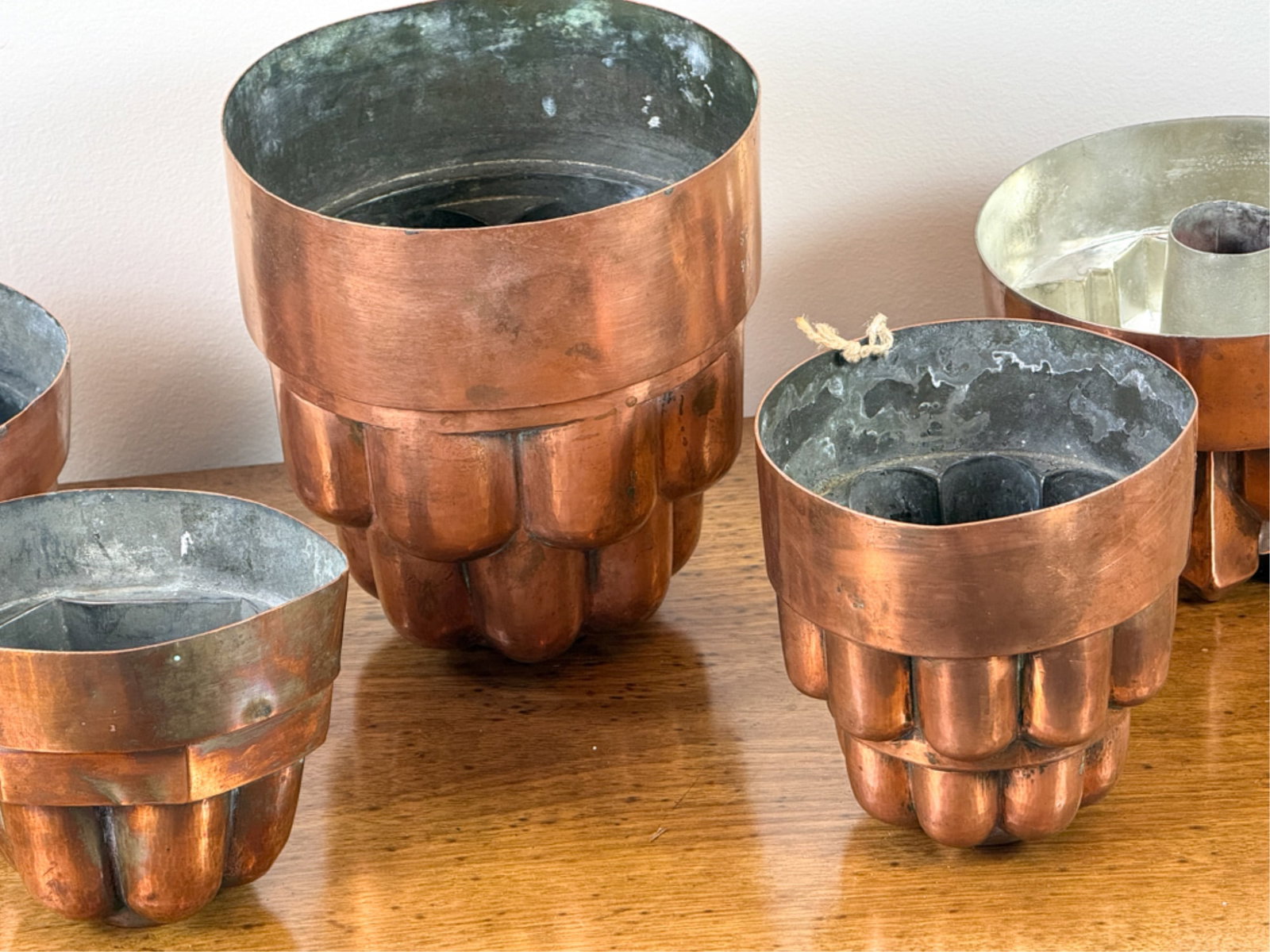 GROUP (5) COPPER CAKE/PUDDING MOLDS - 5