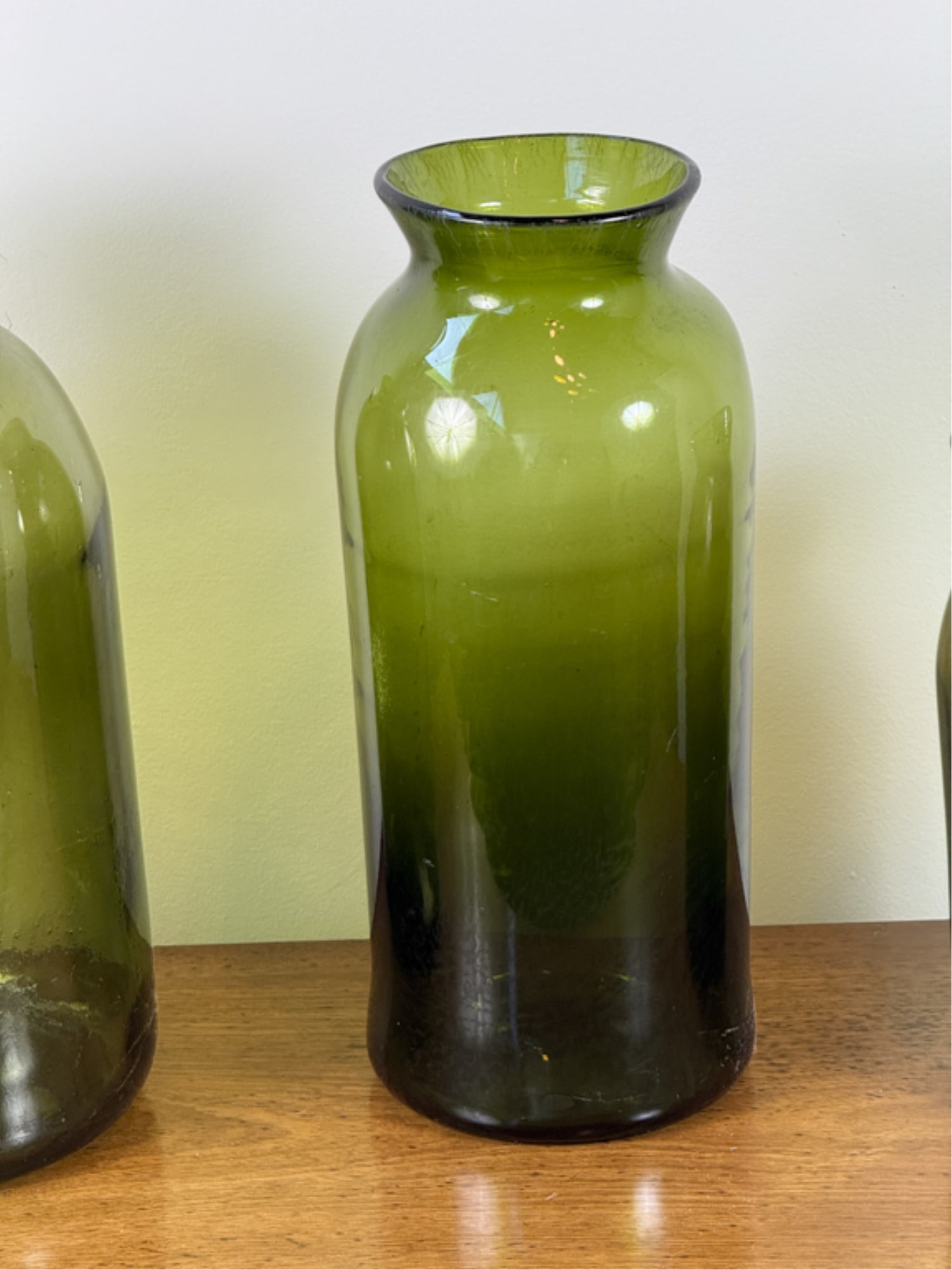 (3) HAND BLOWN (19thc) CORNICHON JARS - 3