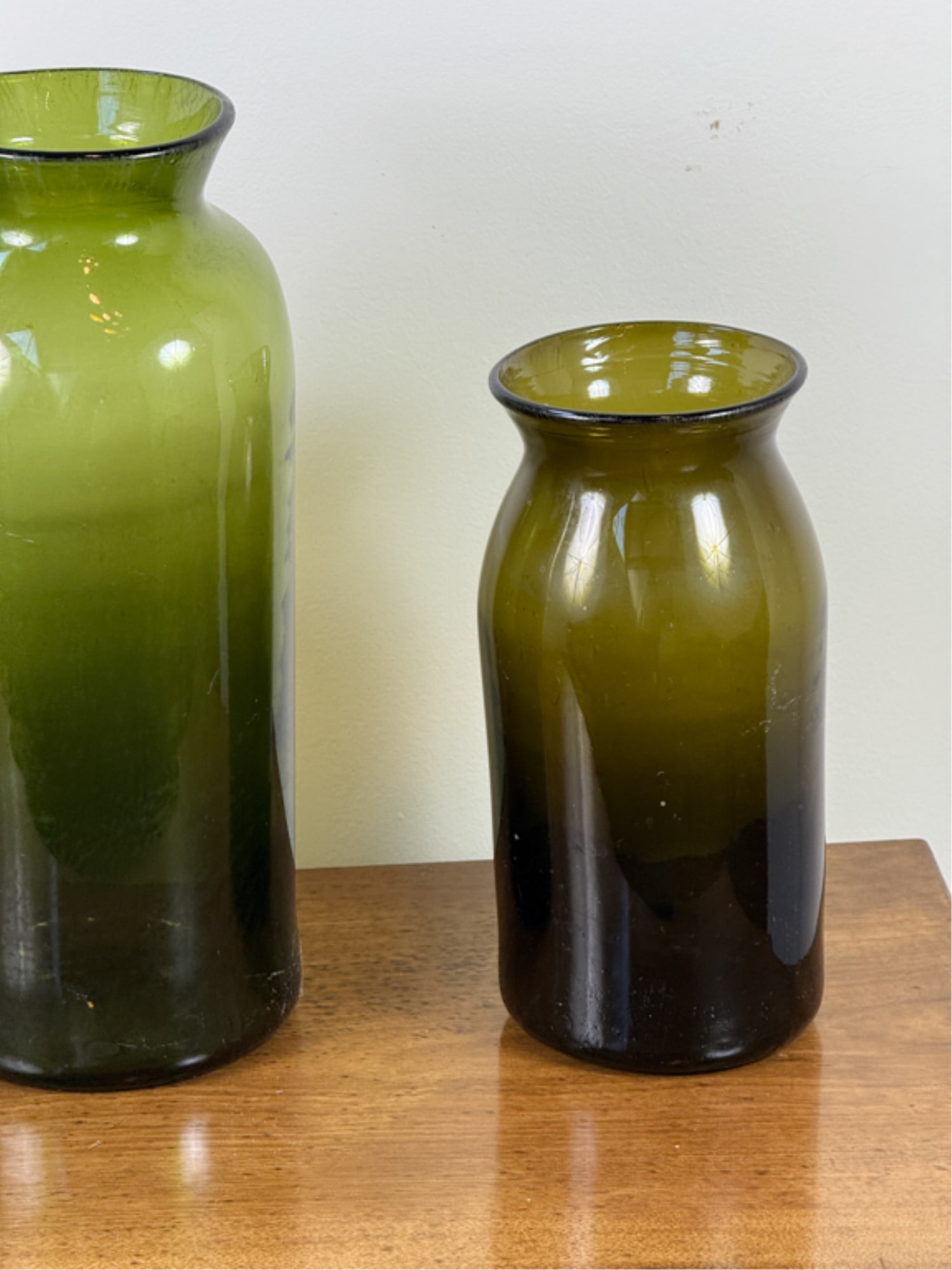 (3) HAND BLOWN (19thc) CORNICHON JARS - 4
