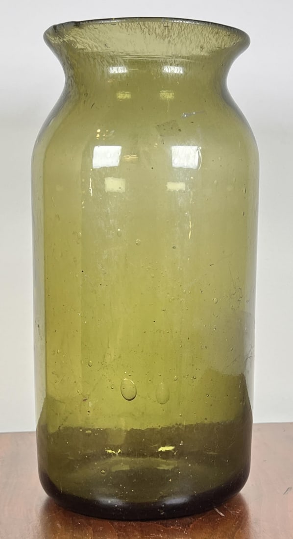 (19th c) FRENCH HAND BLOWN CORNICHON PRESERVE JAR (1 of 7)