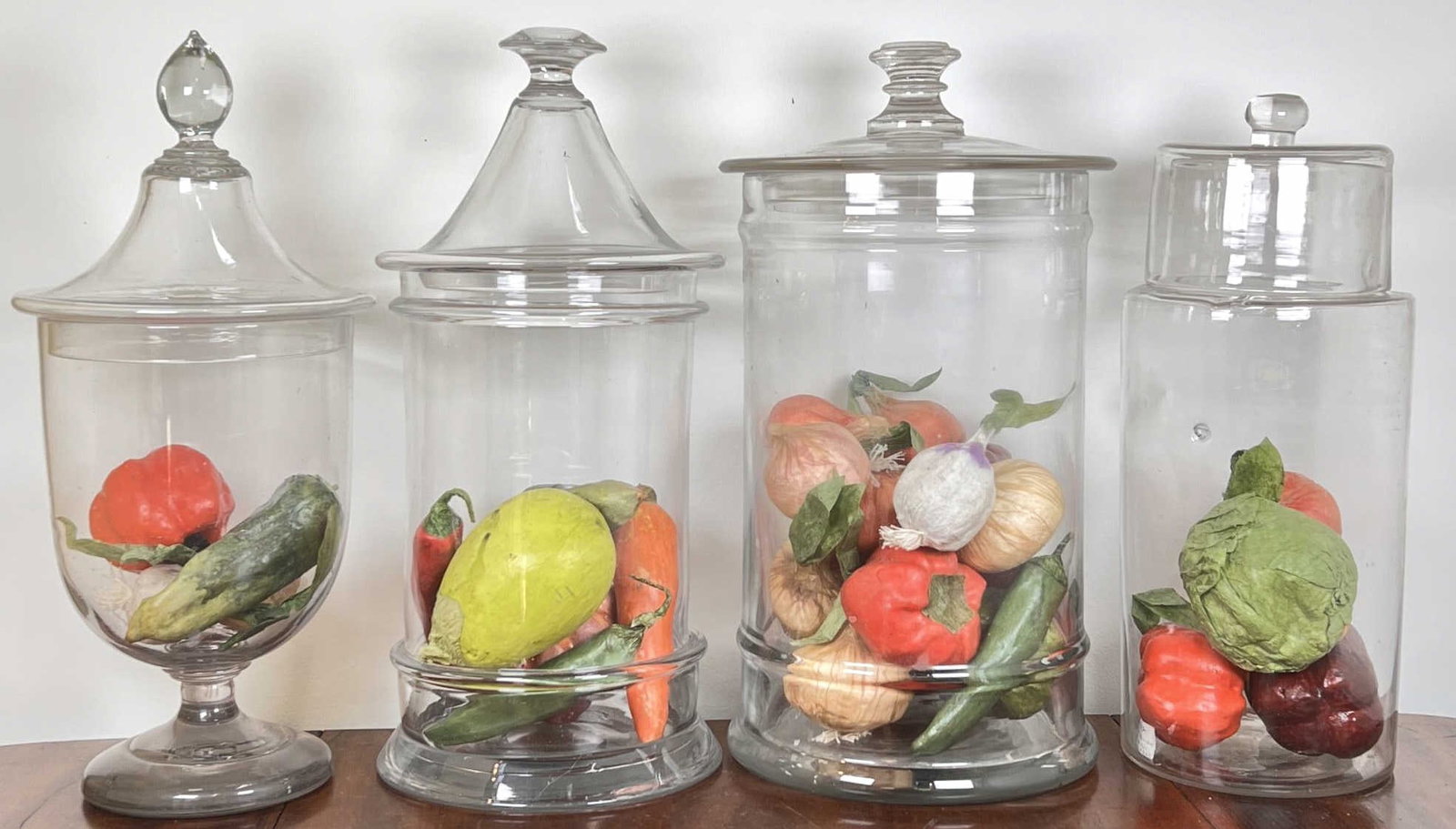 (4) (19th c) HAND BLOWN GLASS STORAGE JARS (1 of 13)