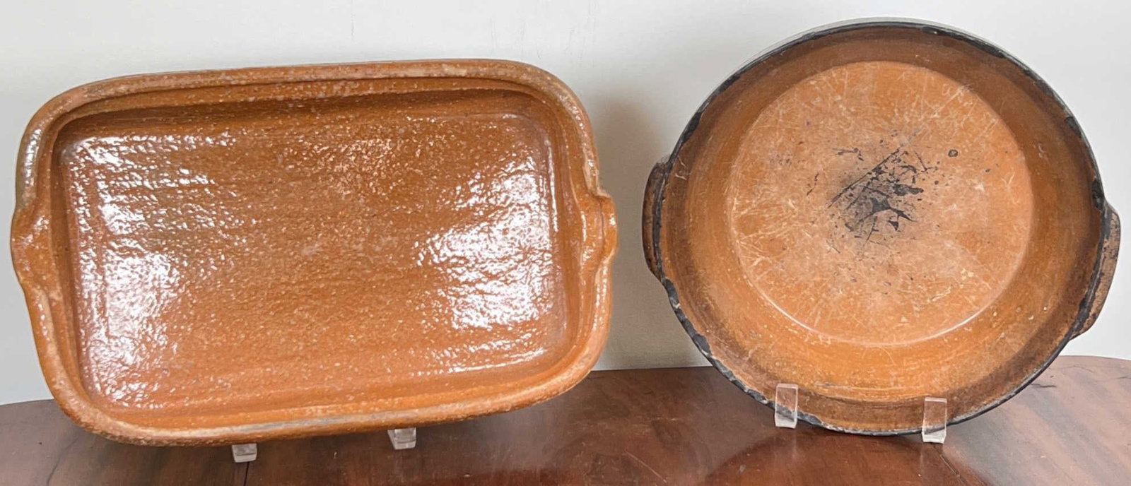 (2) TERRACOTTA BAKING DISHES: Largest 14 3/4" long