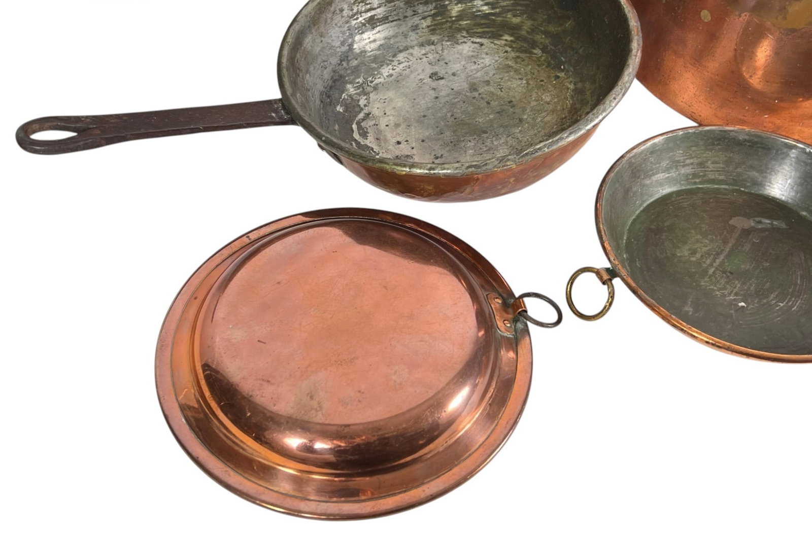 GROUPING MOSTLY (19thc) COPPER COOKWARE & LIDS - 3