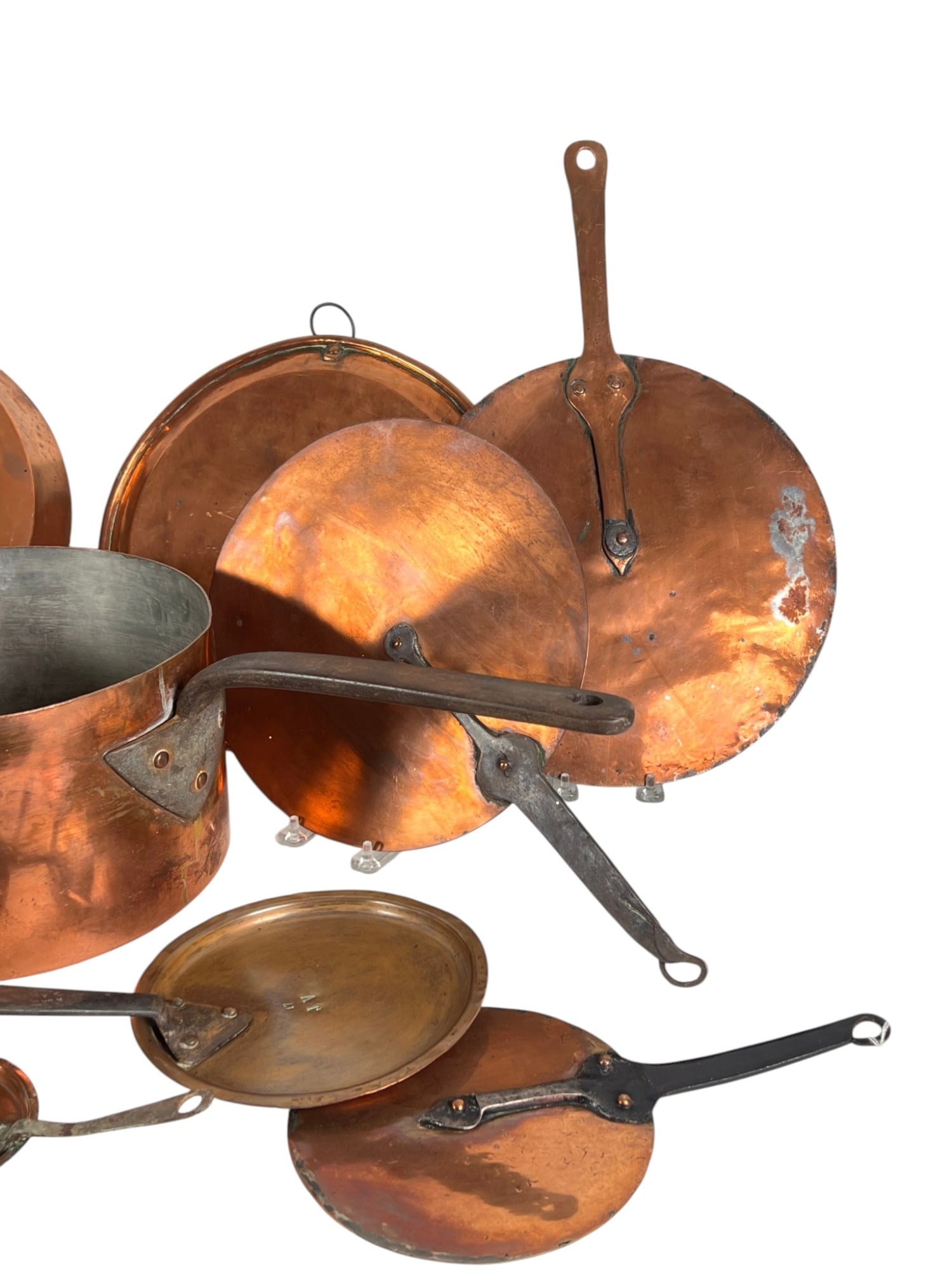 GROUPING MOSTLY (19thc) COPPER COOKWARE & LIDS - 5