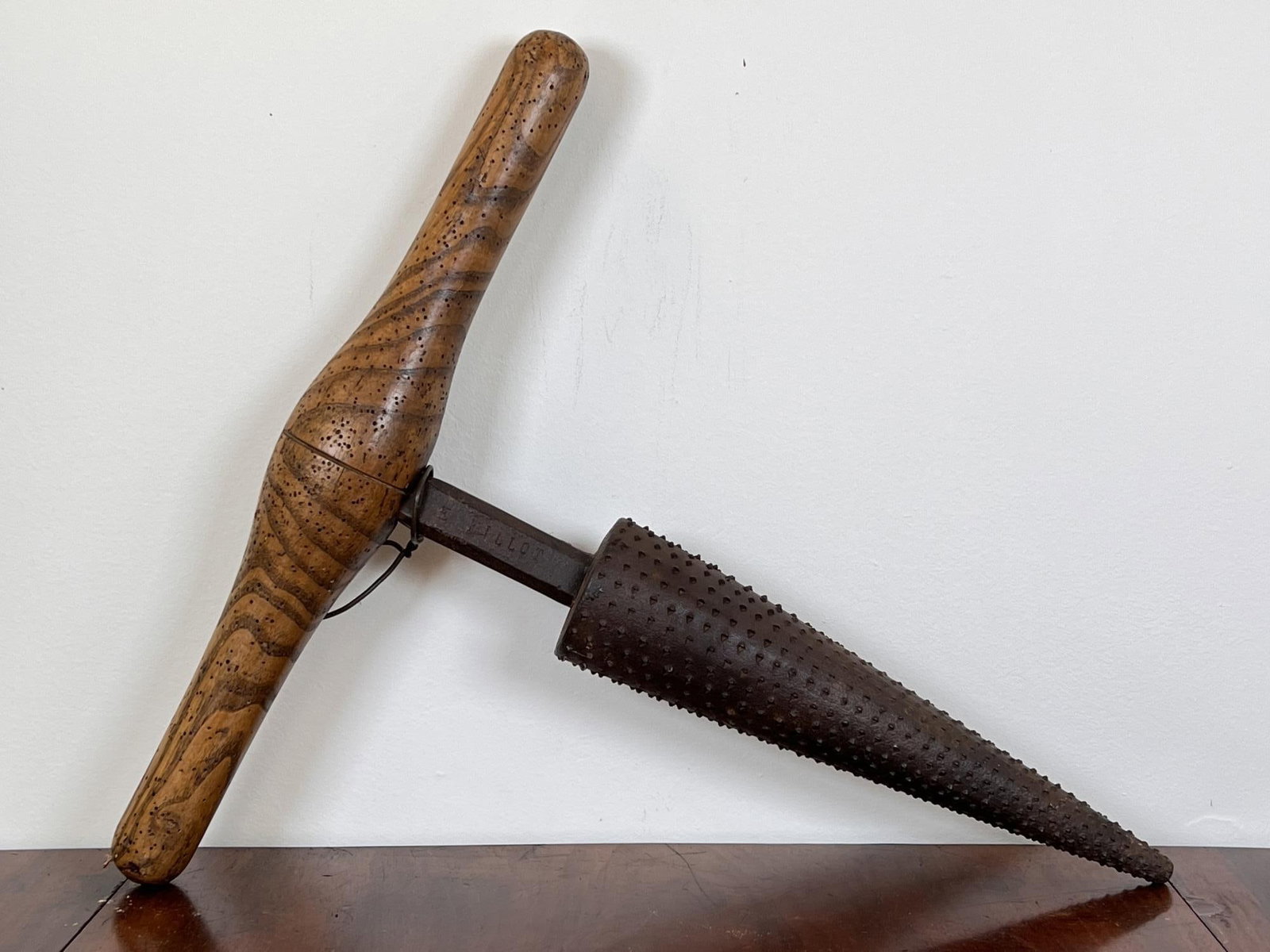 (19th c) FRENCH CAST IRON CASK AUGER: Stamped E. Fillot. 16" long