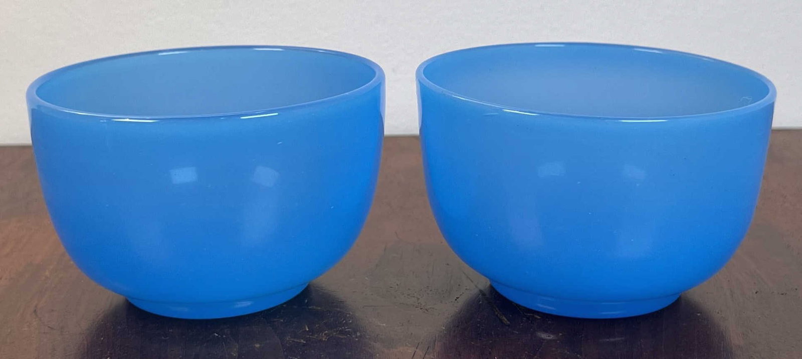 PAIR OF (19th c) BLUE OPALINE WINE RINSERS: 3" x 4 1/2"