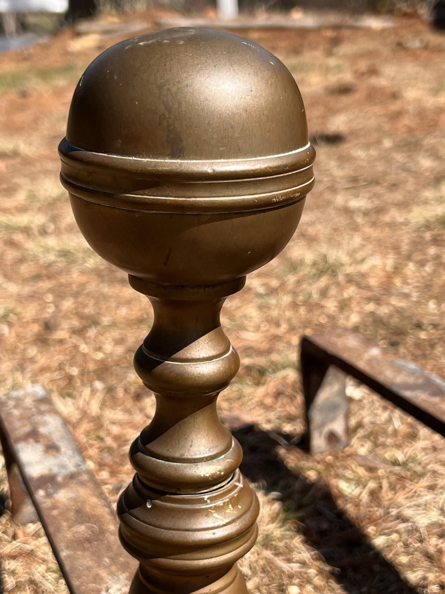 PAIR (19thc) BRASS ANDIRONS - 2