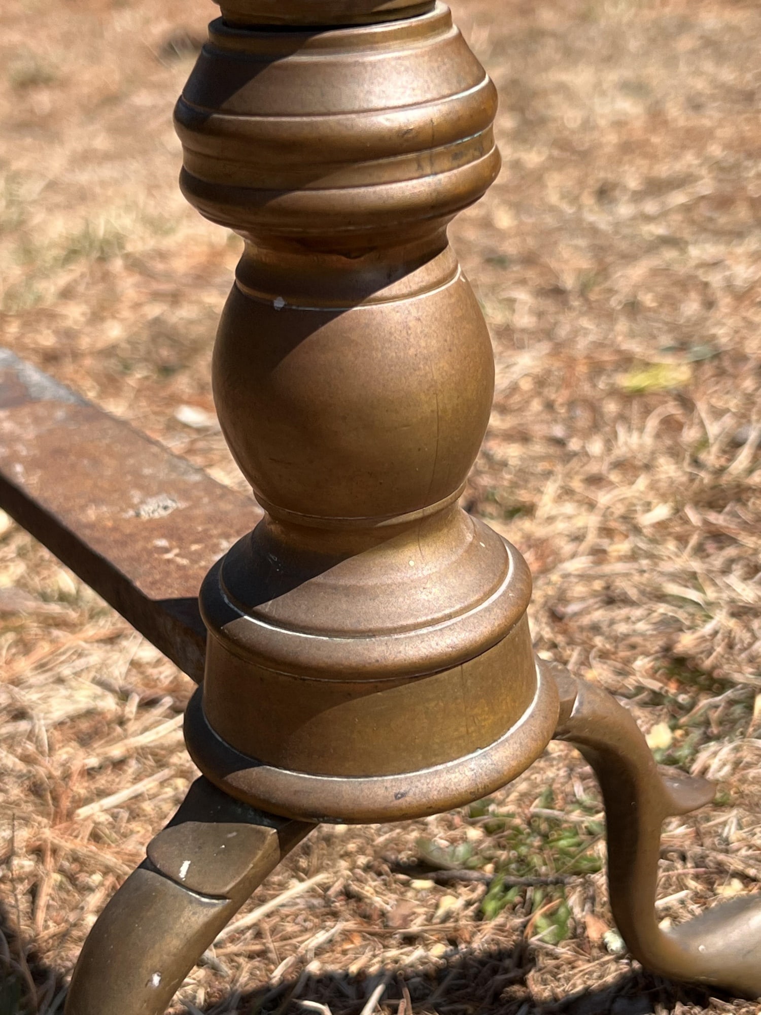 PAIR (19thc) BRASS ANDIRONS - 5