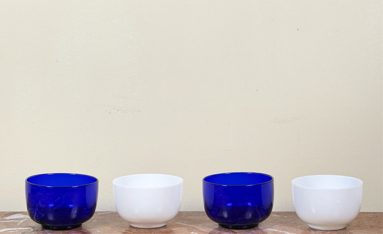 (2) PAIR (19thc) WINE RINSERS: OPALINE & COBALT (1 of 5)