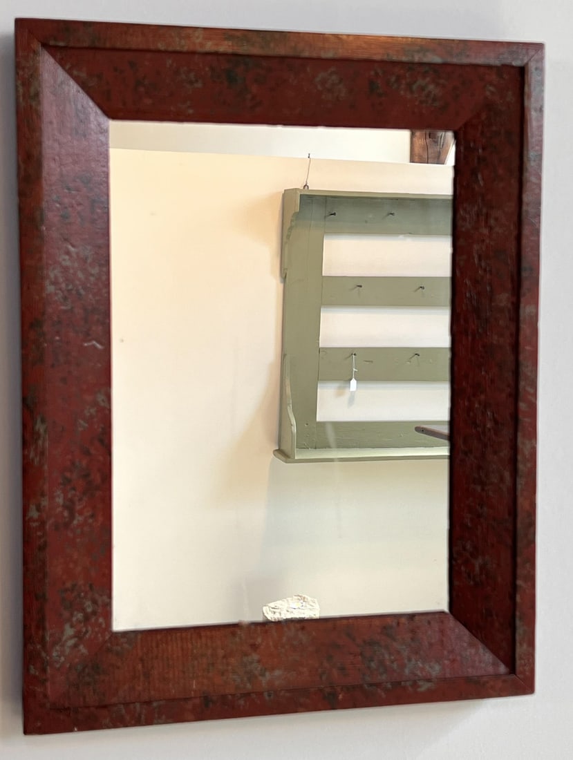 (19th c) HAND PAINTED OGEE MIRROR: 18 1/4" x 14 1/4" overall