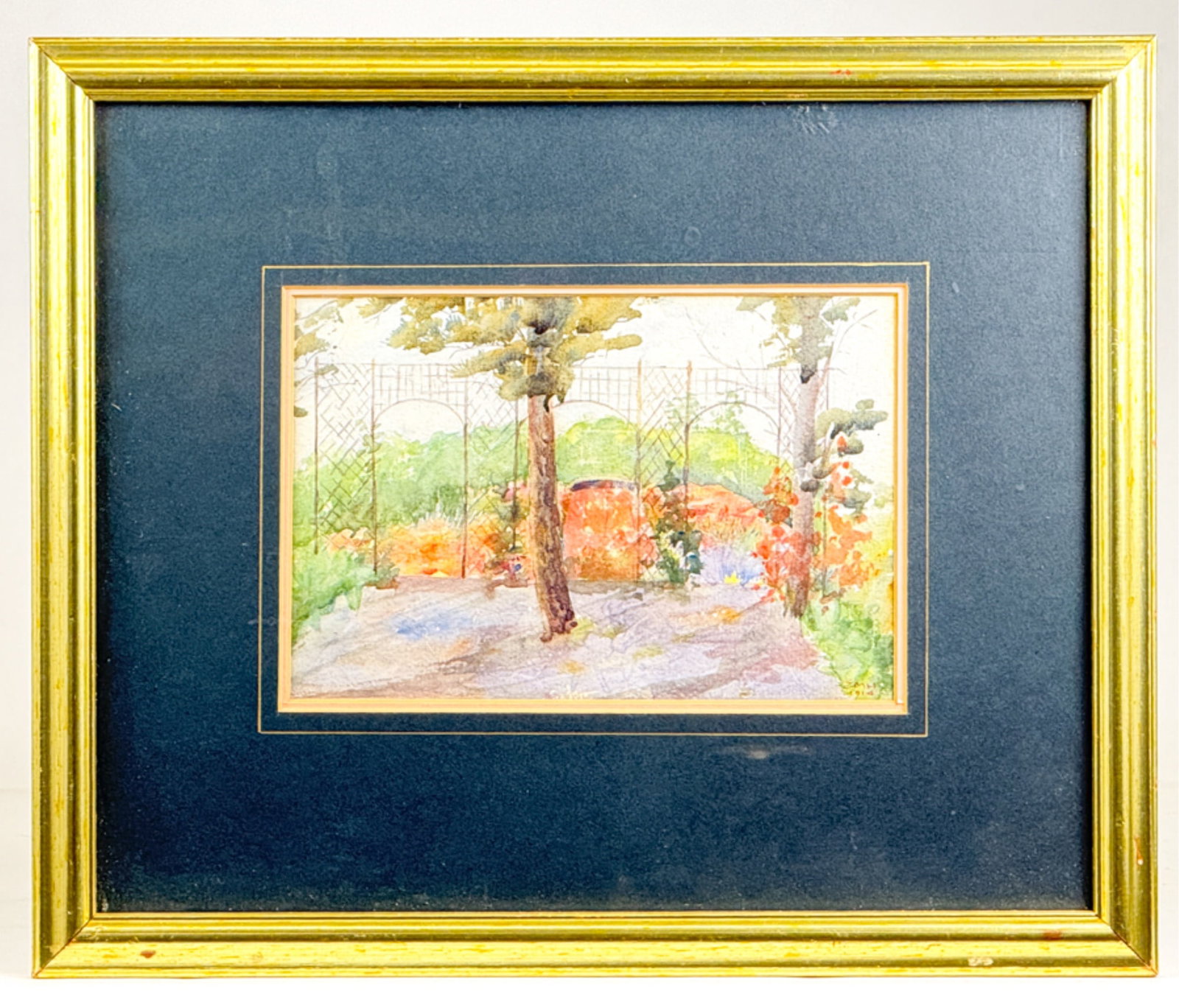 EARLY (20th c) SIGNED WATERCOLOR: Signed EMH and dated 1914. 13" x 15 1/2"