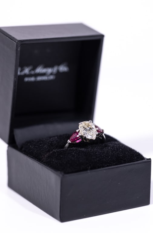 2 CARAT DIAMOND, PLATINUM & RUBY ENGAGEMENT RING (1 of 9)