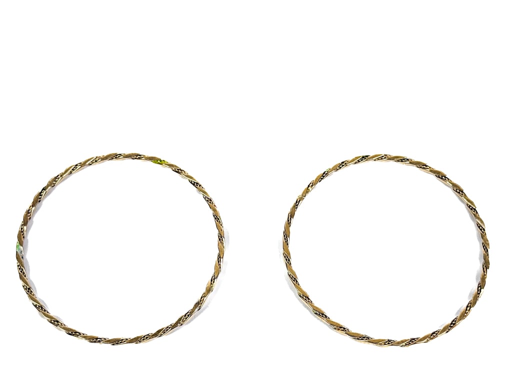 PAIR 14K GOLD TEXTURED BANGLES: 2 3/4 Inches. Tests at 14k. 16.23 grams.