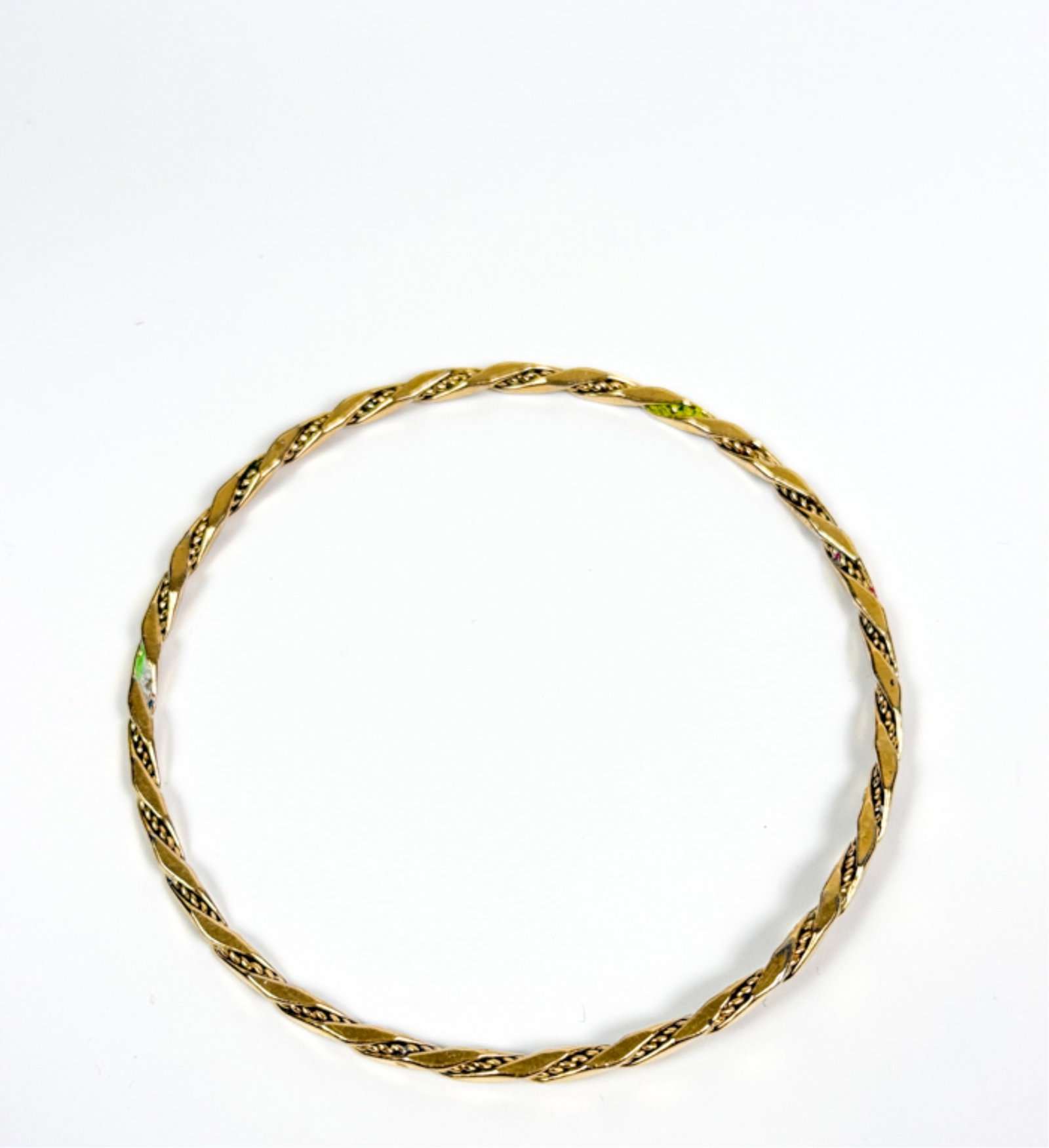 PAIR 14K GOLD TEXTURED BANGLES - 2