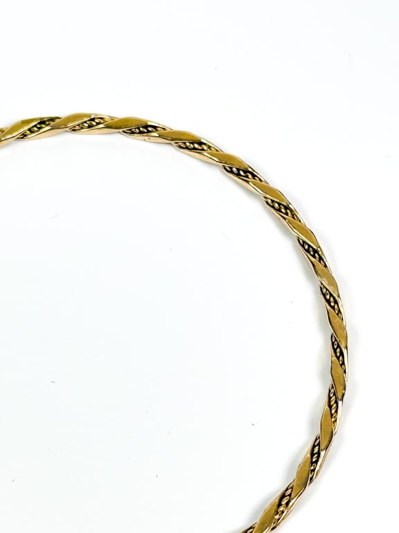 PAIR 14K GOLD TEXTURED BANGLES - 6