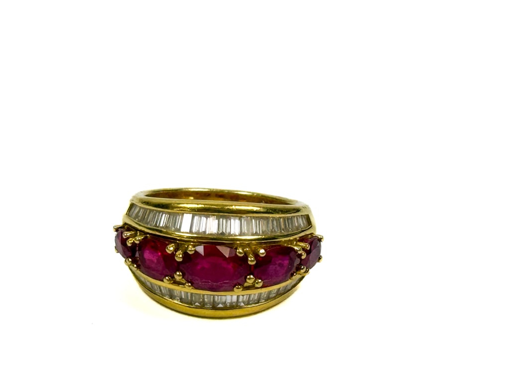 18K GOLD DIAMOND & RUBY RING - 3
