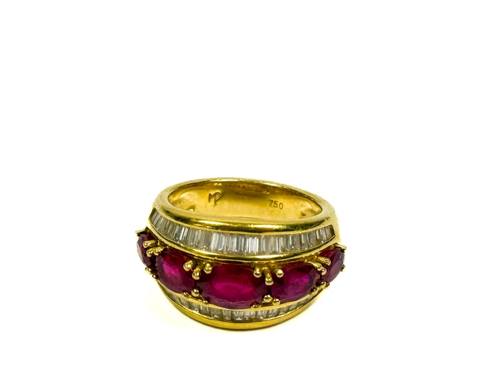 18K GOLD DIAMOND & RUBY RING - 4