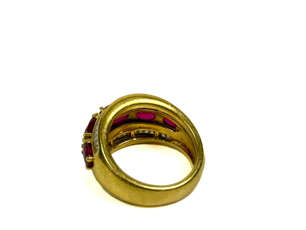 18K GOLD DIAMOND & RUBY RING - 6
