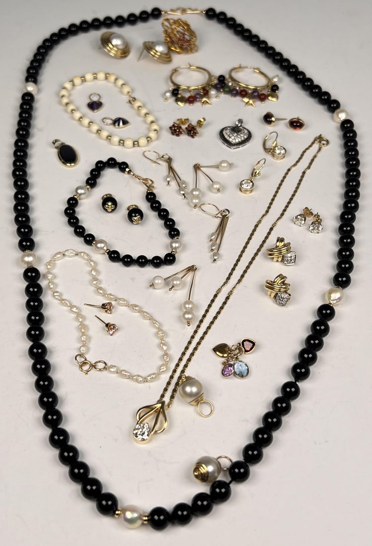 GROUPING OF 14K GOLD JEWELRY w/ STONES, BEADS, ETC (1 of 12)