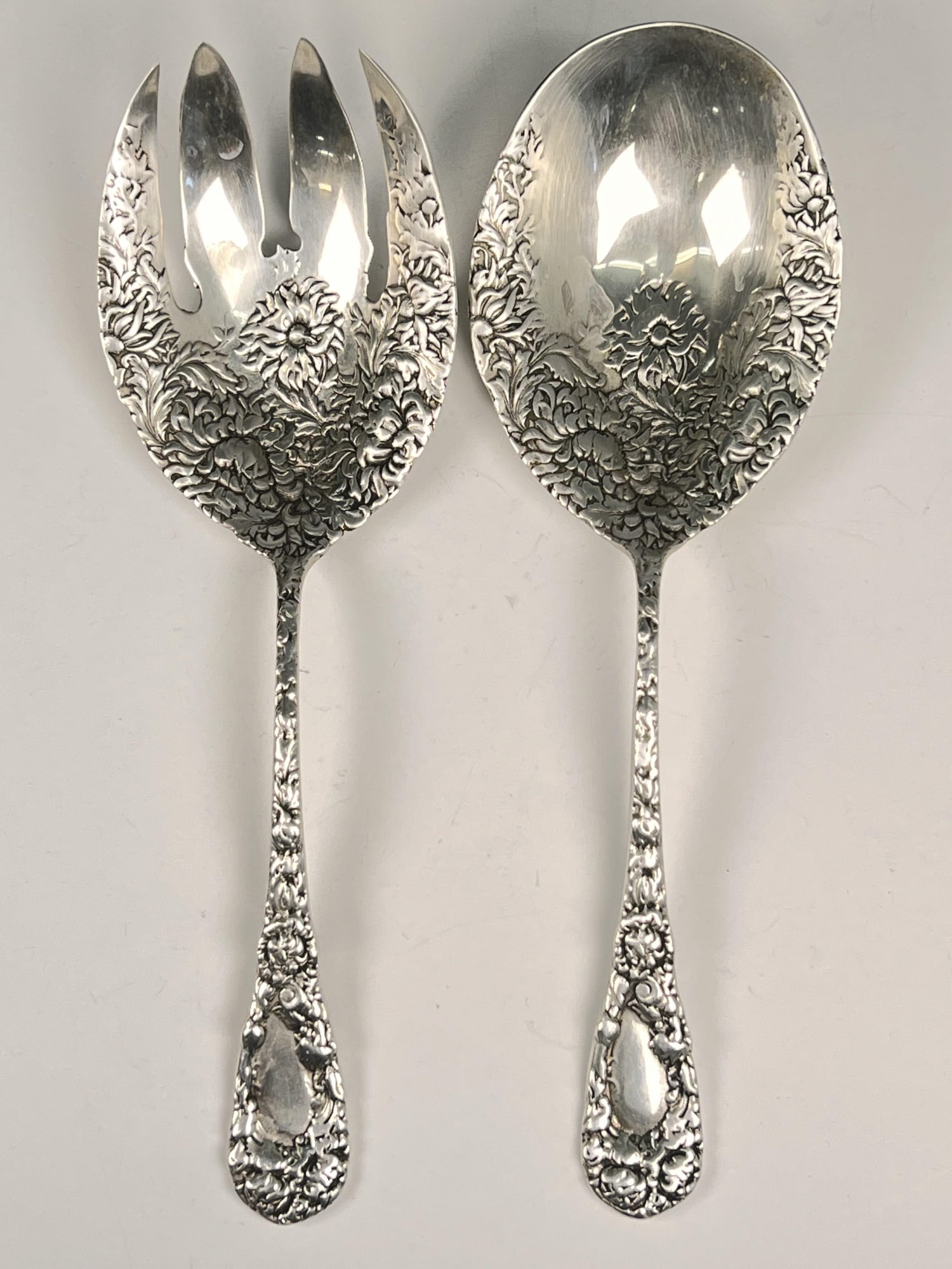 SILVERCRAFT STERLING SILVER REPOUSSE SALAD SET (1 of 8)