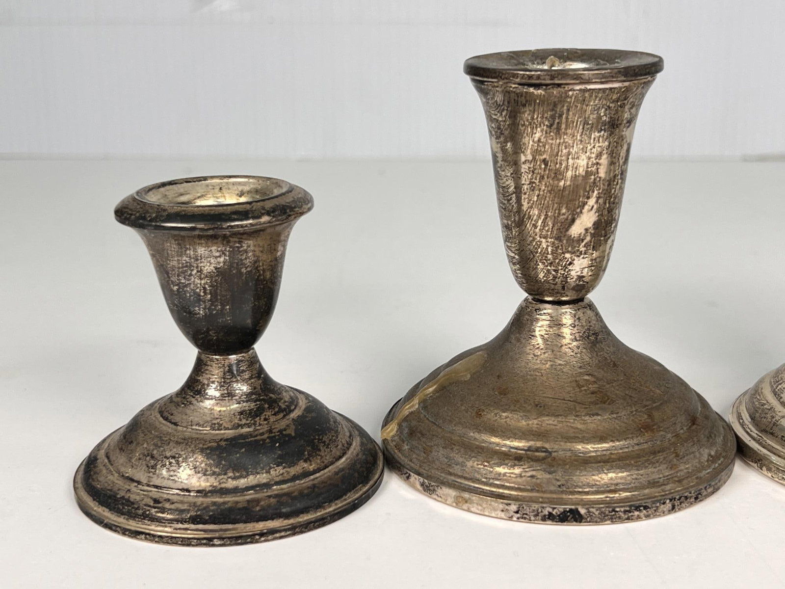 (2) PAIR WEIGHTED STERLING SILVER CANDLESTICKS - 2