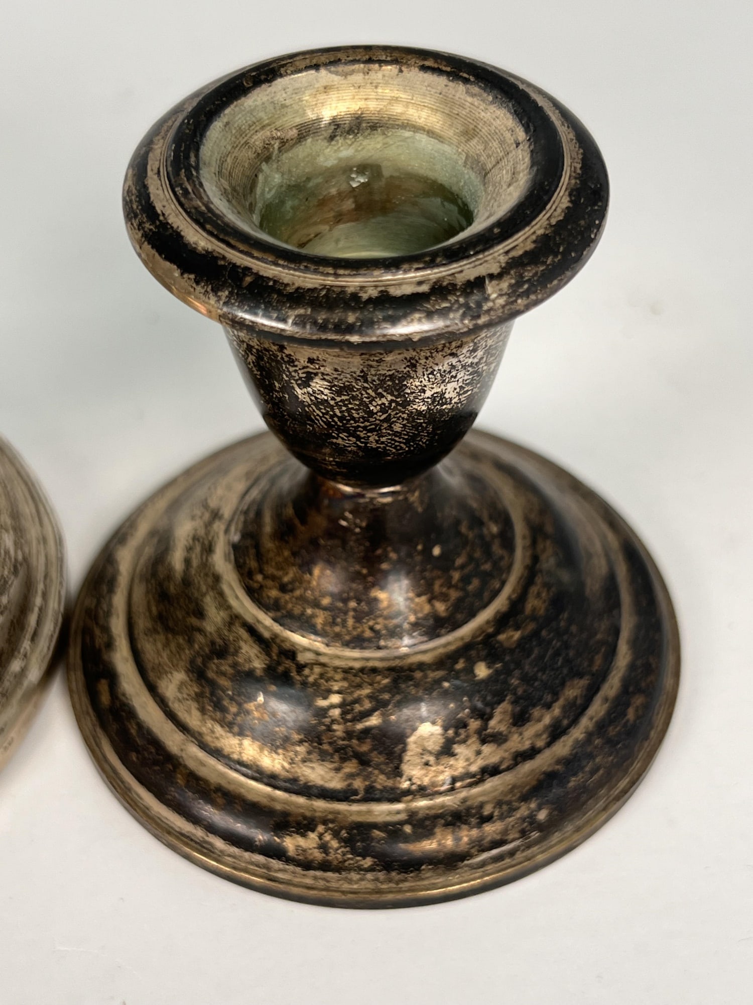 (2) PAIR WEIGHTED STERLING SILVER CANDLESTICKS - 4