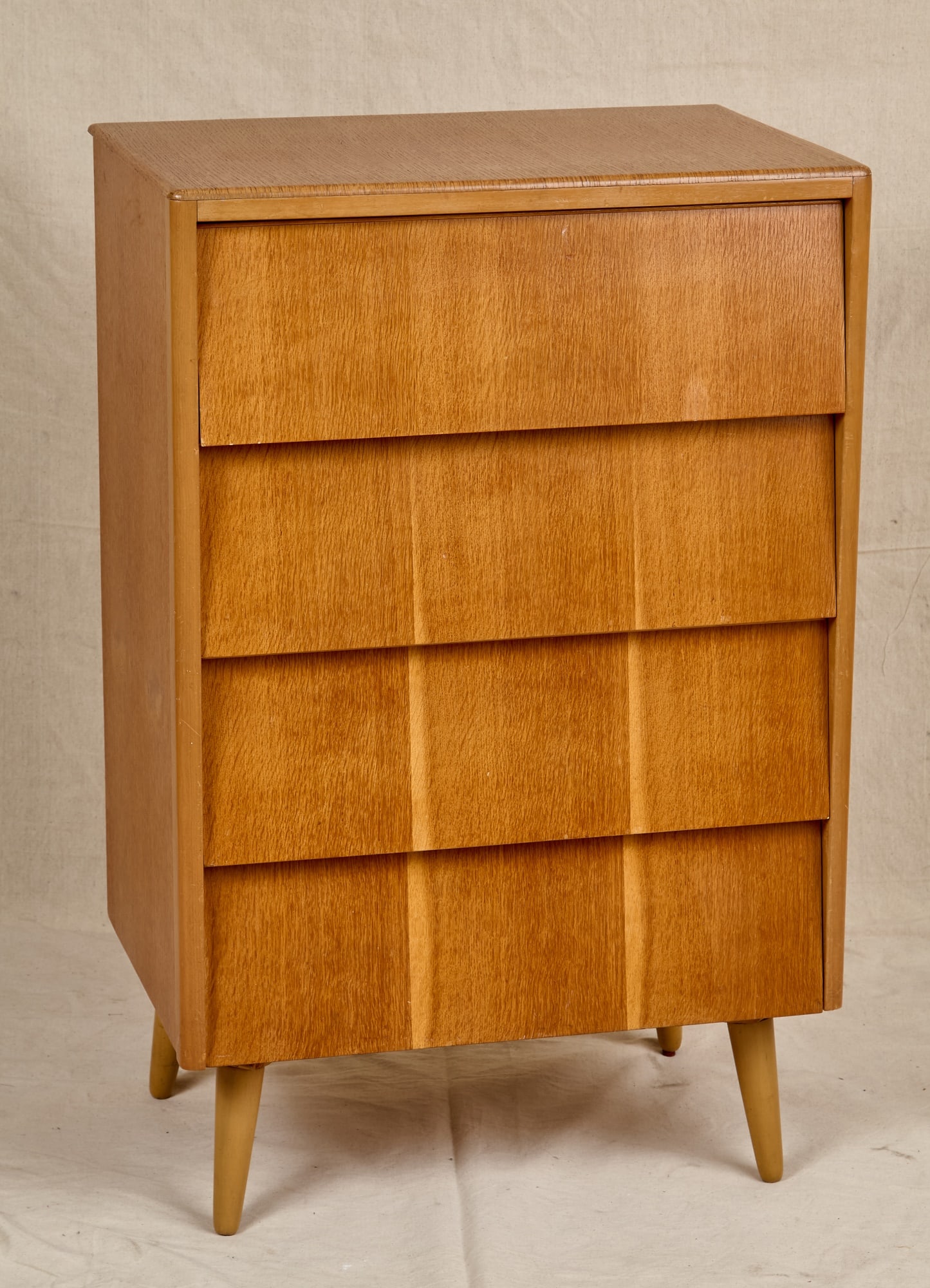 MID-CENTURY (4) DRAWER DRESSER with BLIND PULLS (1 of 8)
