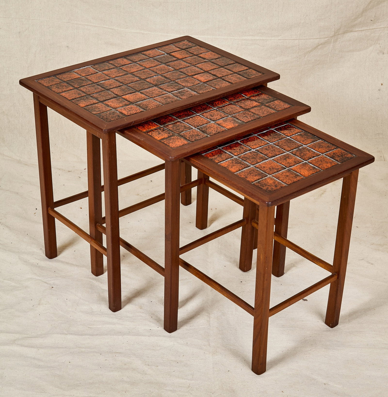 (3) BR GLESTED NESTING TILE-TOP TEAK TABLES (1 of 9)