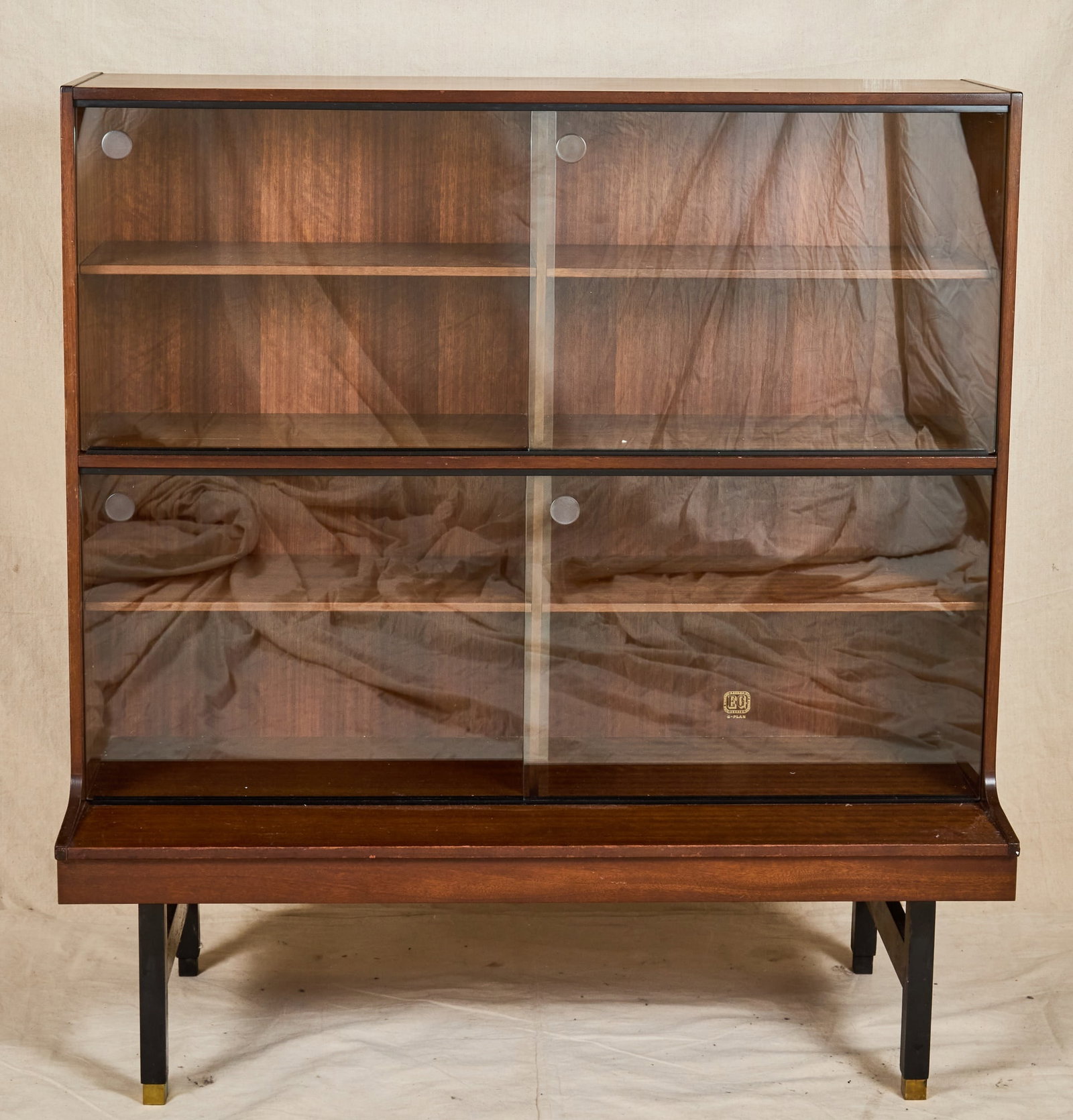 1970s G PLAN MAHOGANY BOOKCASE: 51 x 48 x 18 1/2 inches