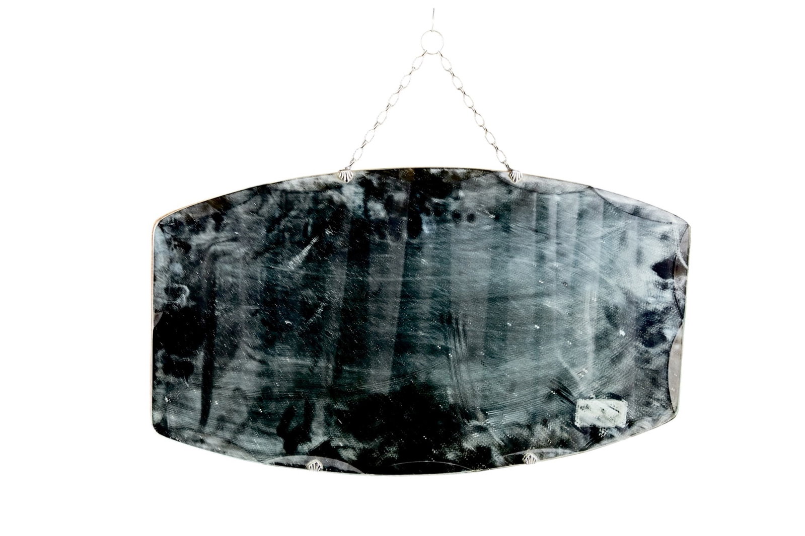 ART DECO SCALLOP BEVELED-GLASS FRAMELESS MIRROR (1 of 4)