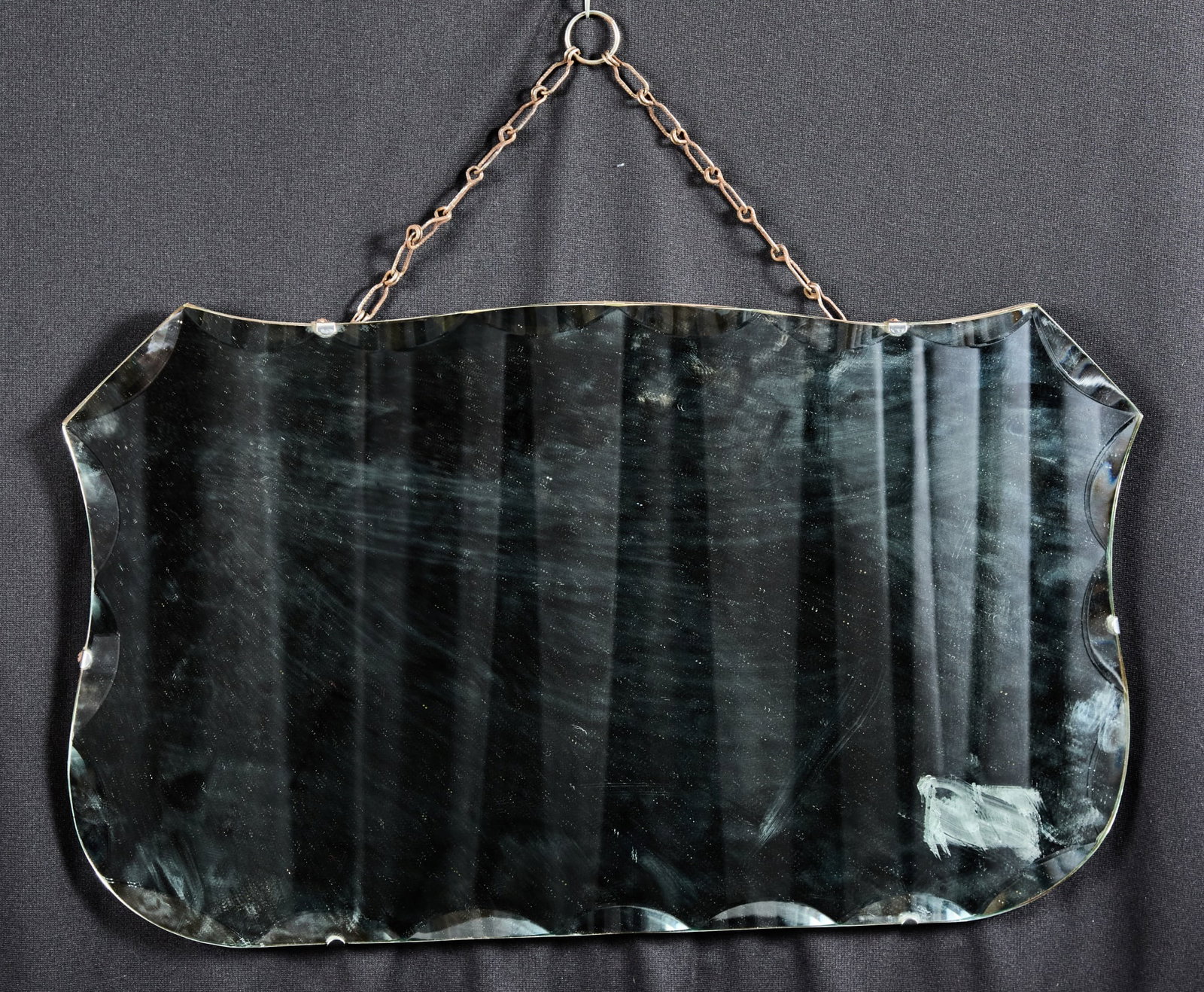 ART DECO SCALLOPED BEVELED-GLASS FRAMELESS MIRROR (1 of 6)