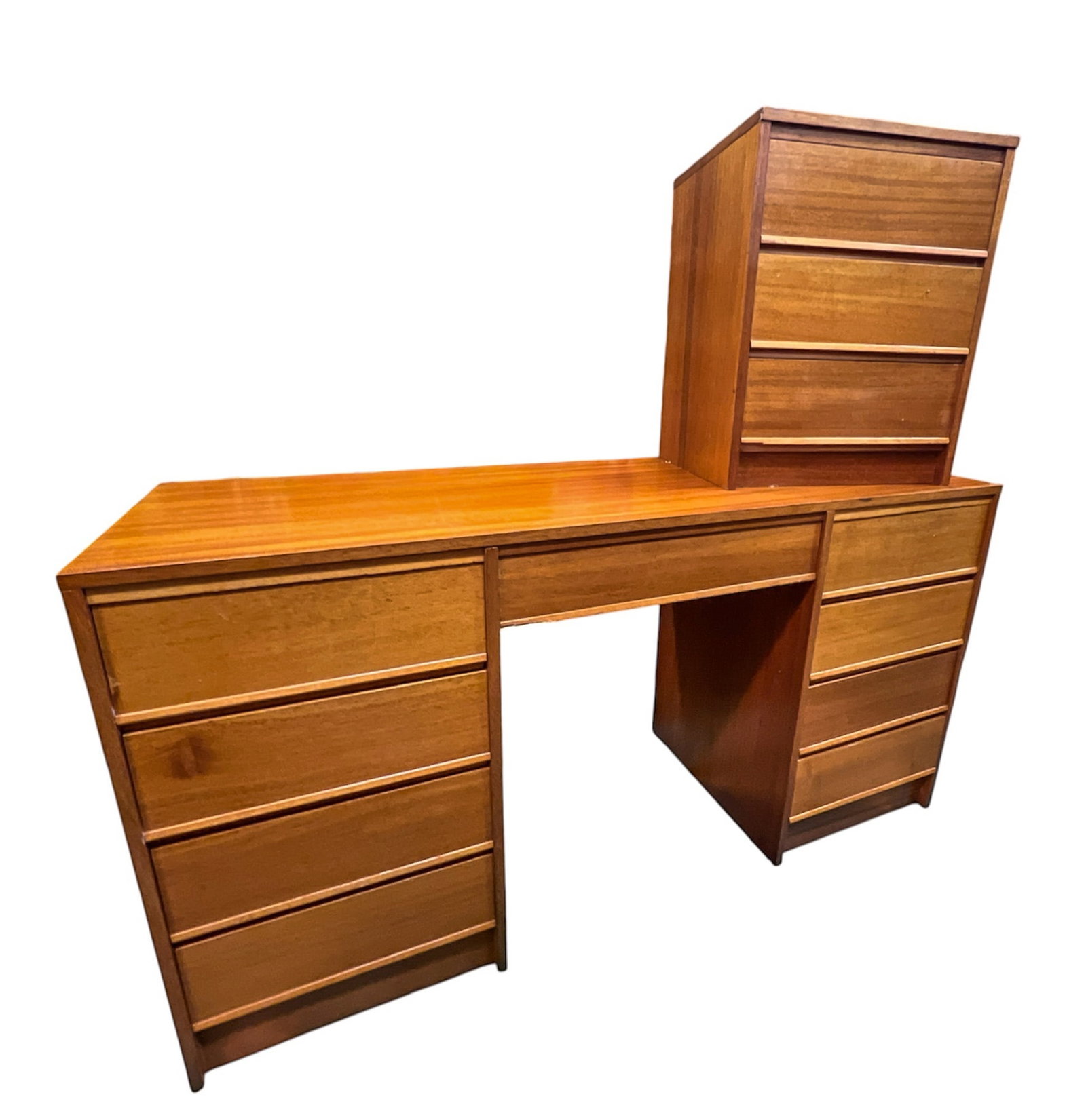 MID-CENTURY (2) BANK TEAK DESK & END TABLE (1 of 1)