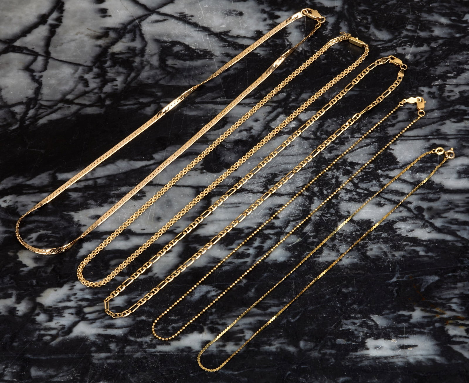 (5) 14K YELLOW GOLD NECKLACES (1 of 9)