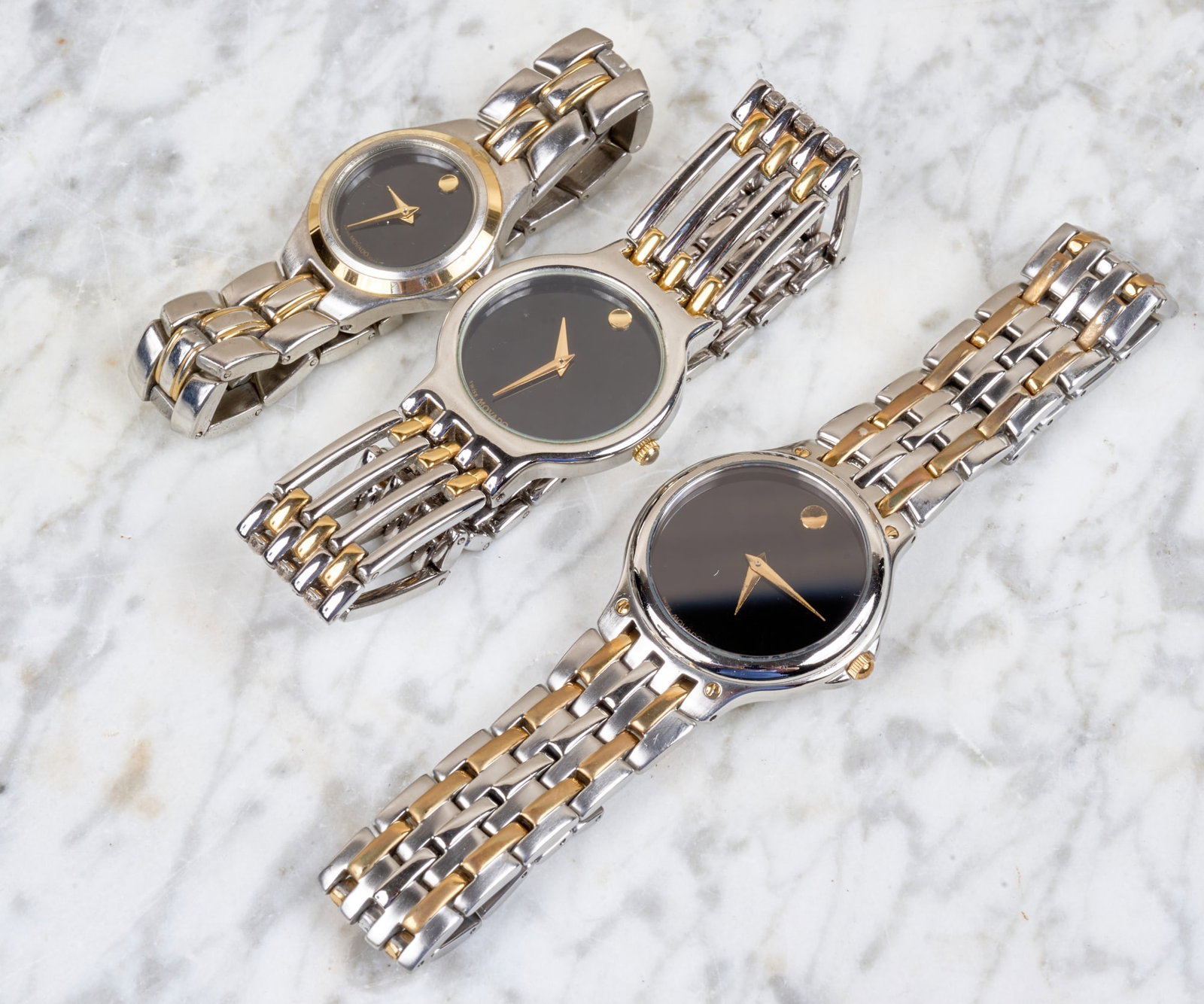 (3) MOVADO TWO TONE STAINLESS STEEL WRIST WATCHES (1 of 11)
