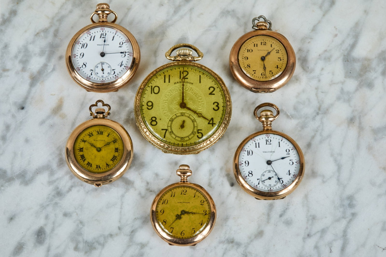 (6) GOLD FILLED OPEN FACED POCKETWATCHES (1 of 11)