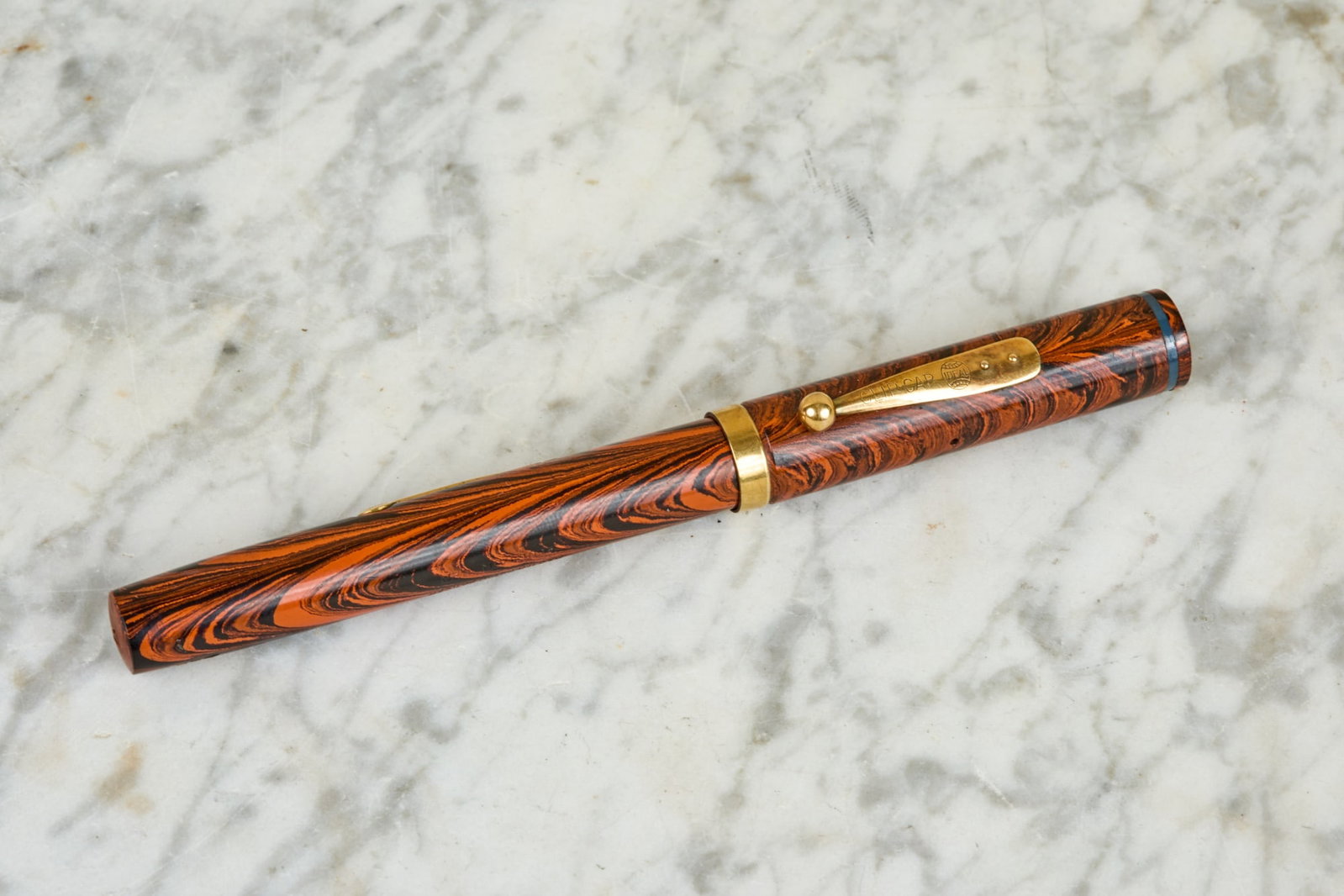 WATERMAN 7 RED RIPPLE FOUNTAIN PEN (1 of 9)