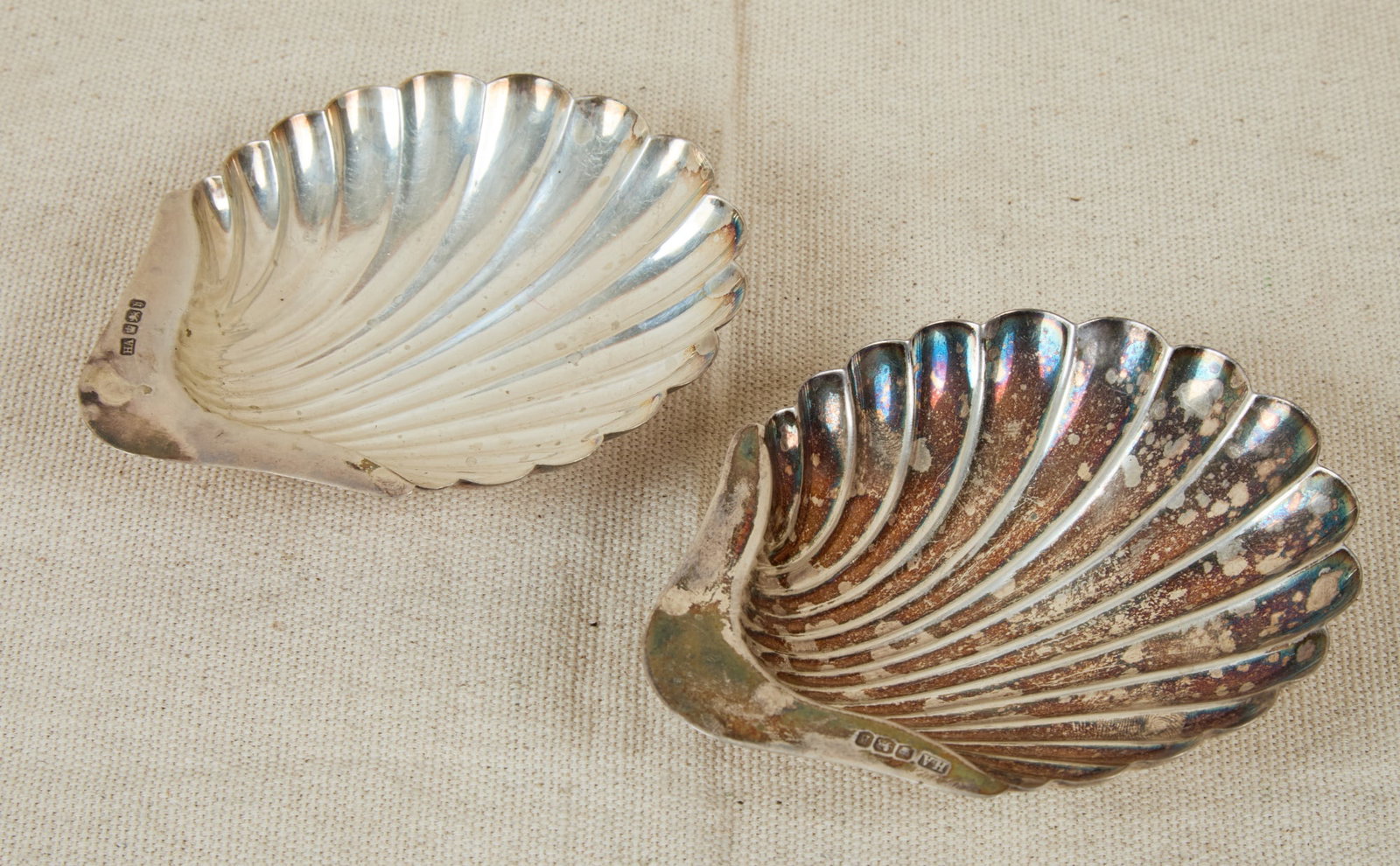 PAIR of HARRY ATKIN STERLING SCALLOPED TRAYS (1 of 7)