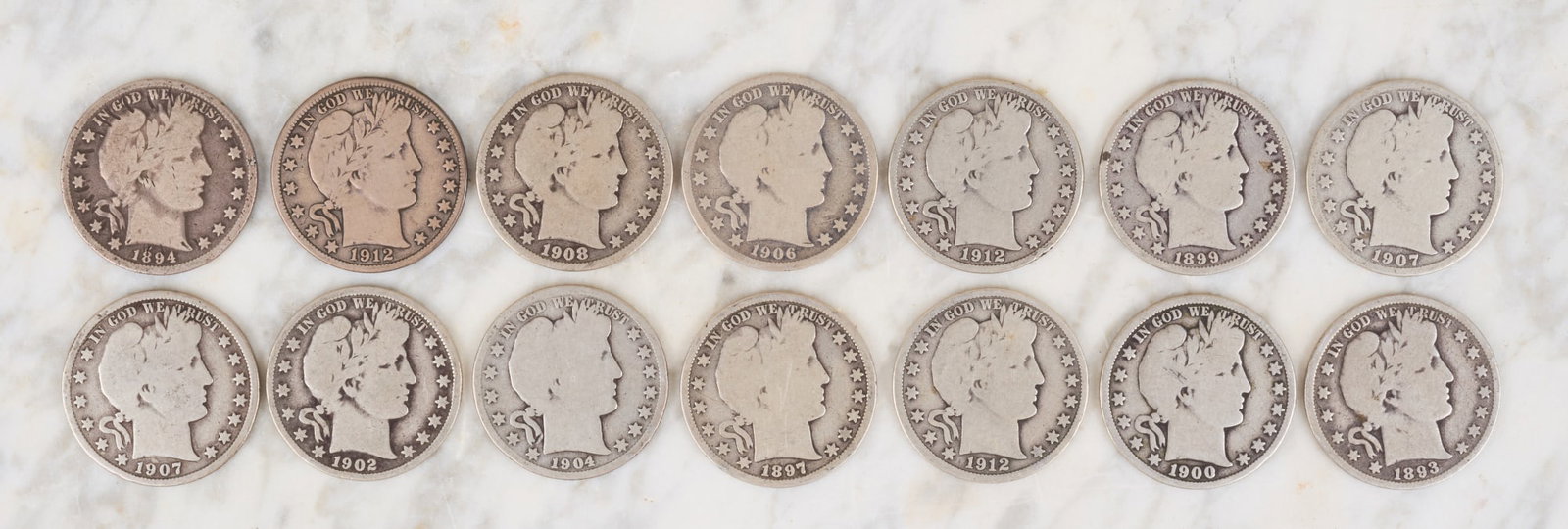 (14) US BARBER SILVER HALF DOLLARS (1 of 10)