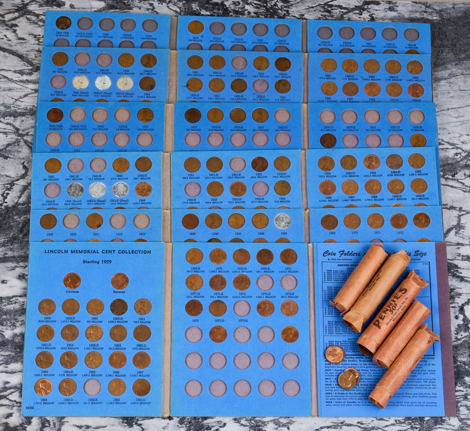 LARGE GROUPING OF US PENNIES: Mostly Wheat backs. Bag weighs approx 8 lbs, some in sleeves.